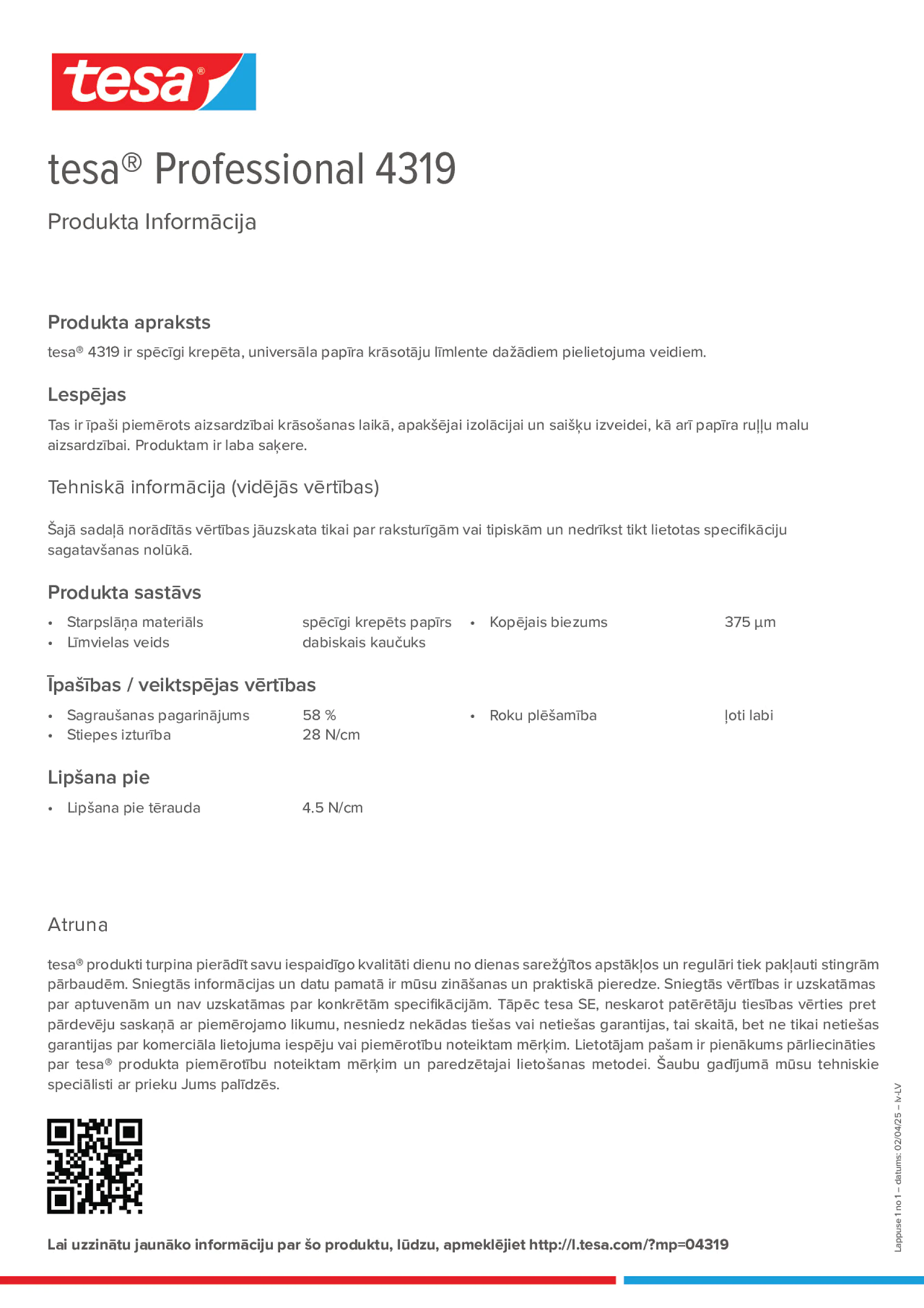 Product information_tesa® Professional 04319_lv-LV