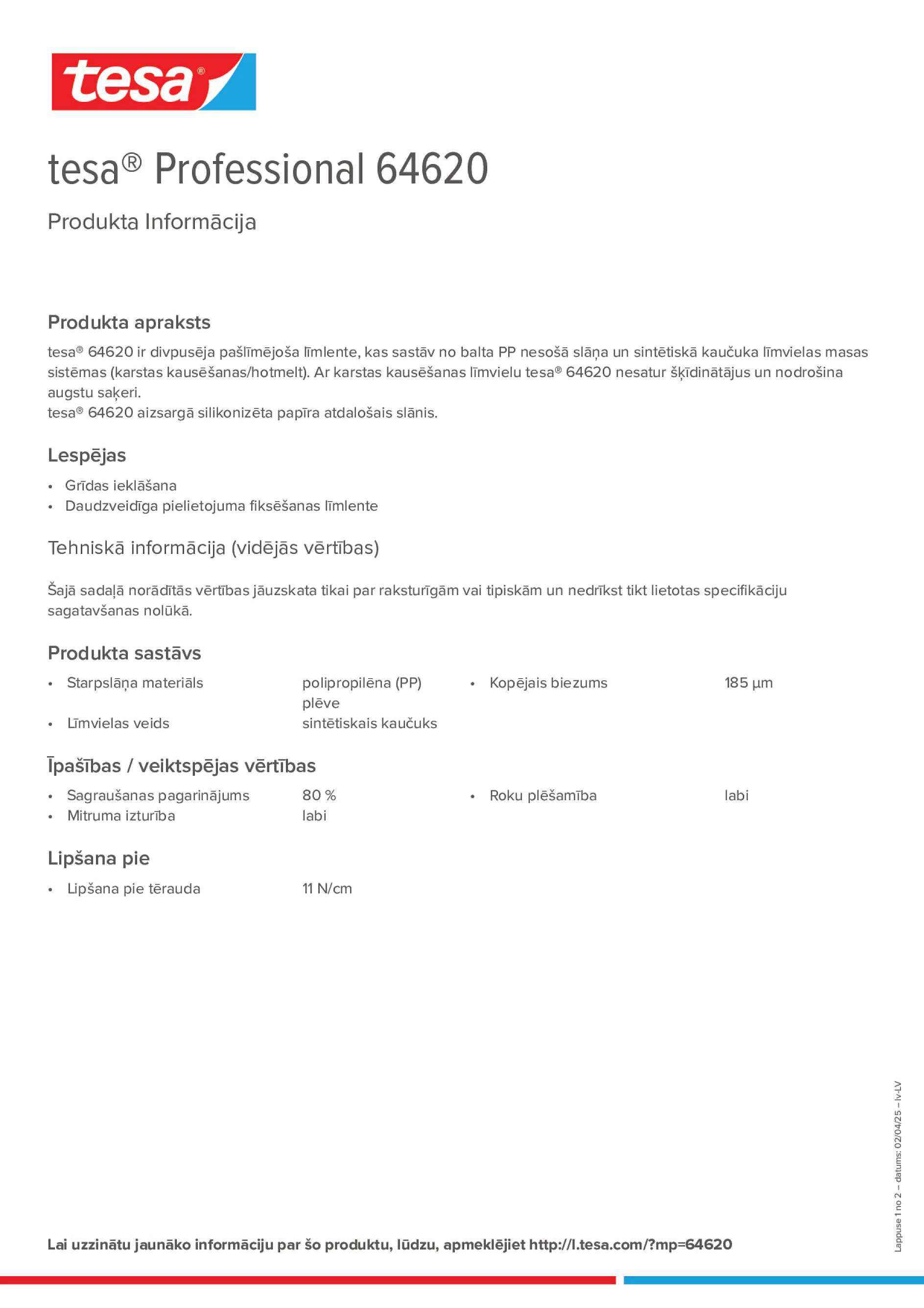 Product information_tesa® Professional 64620_lv-LV