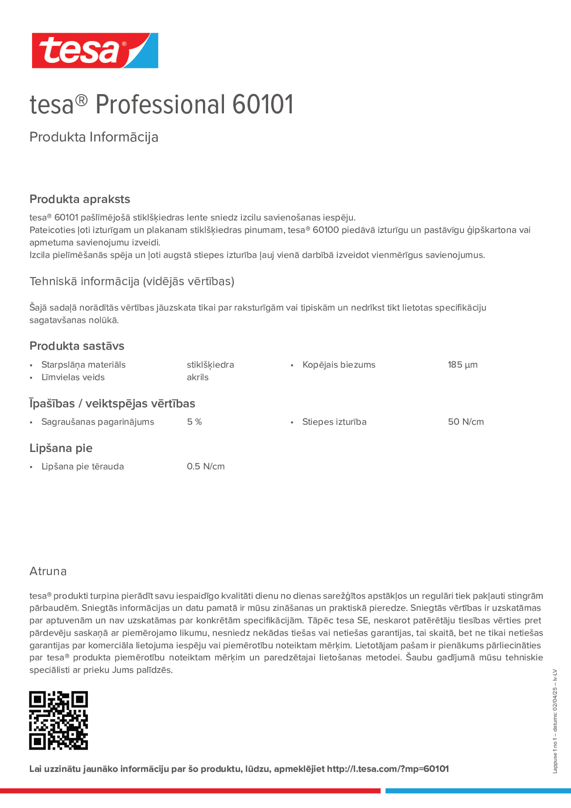Product information_tesa® Professional 60101_lv-LV