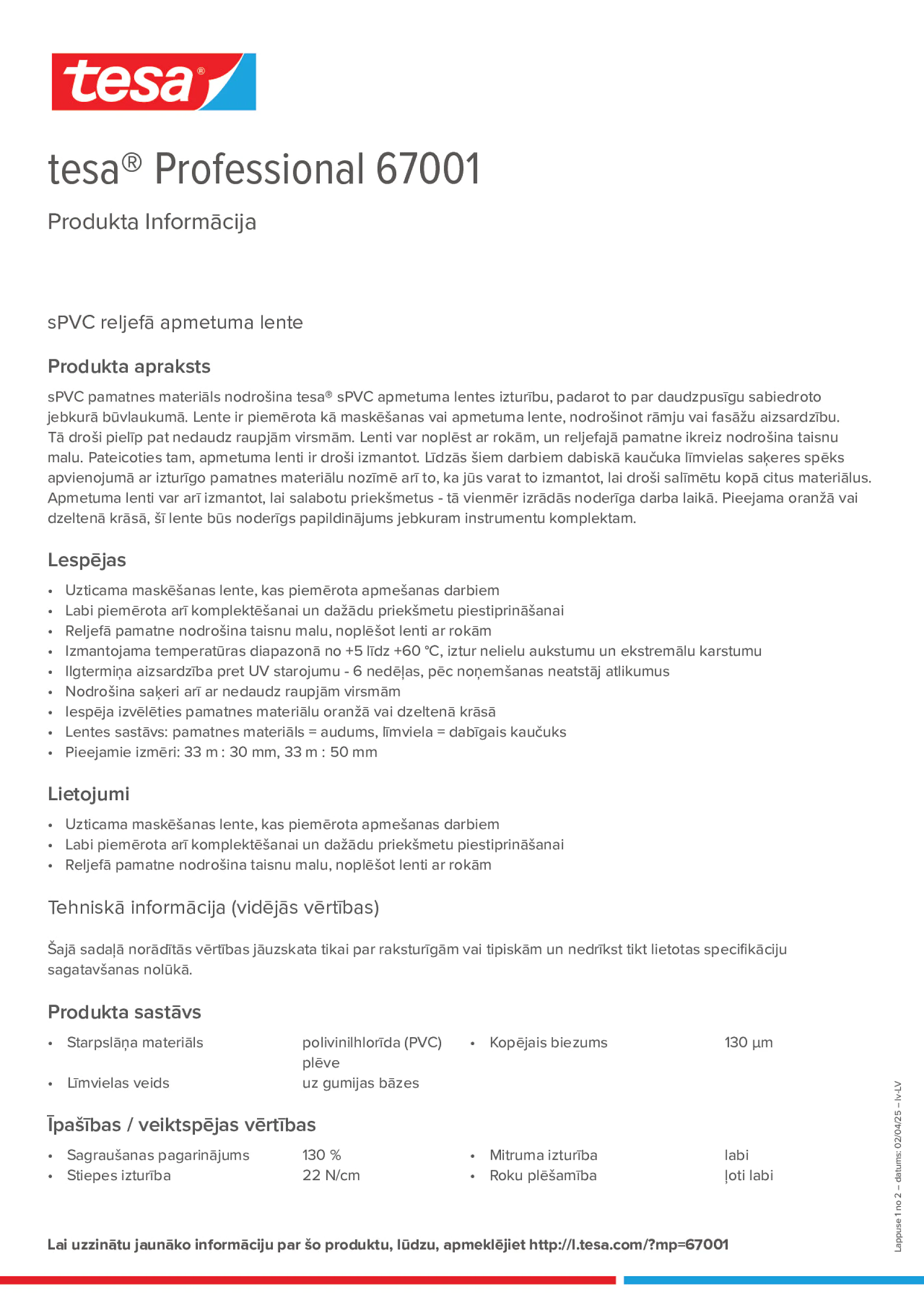 Product information_tesa® Professional 67001_lv-LV