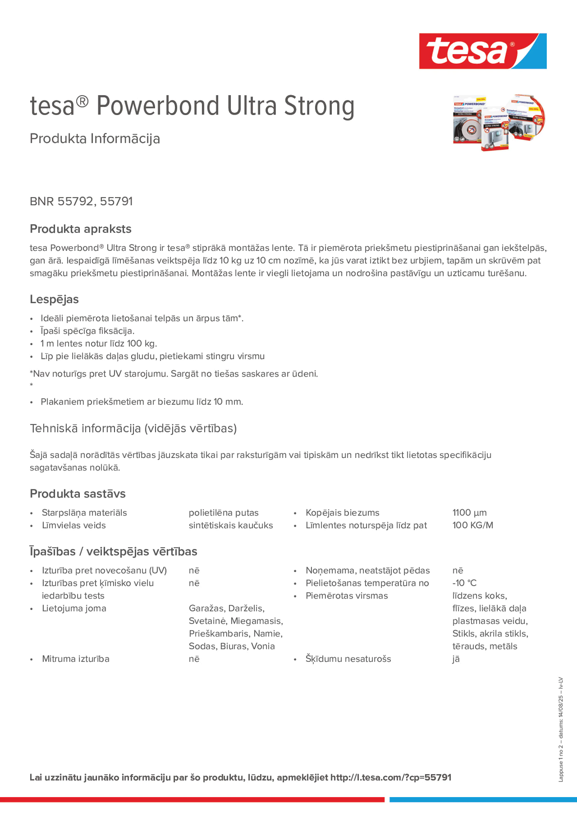 Product information_tesa® Powerbond 55791_lv-LV