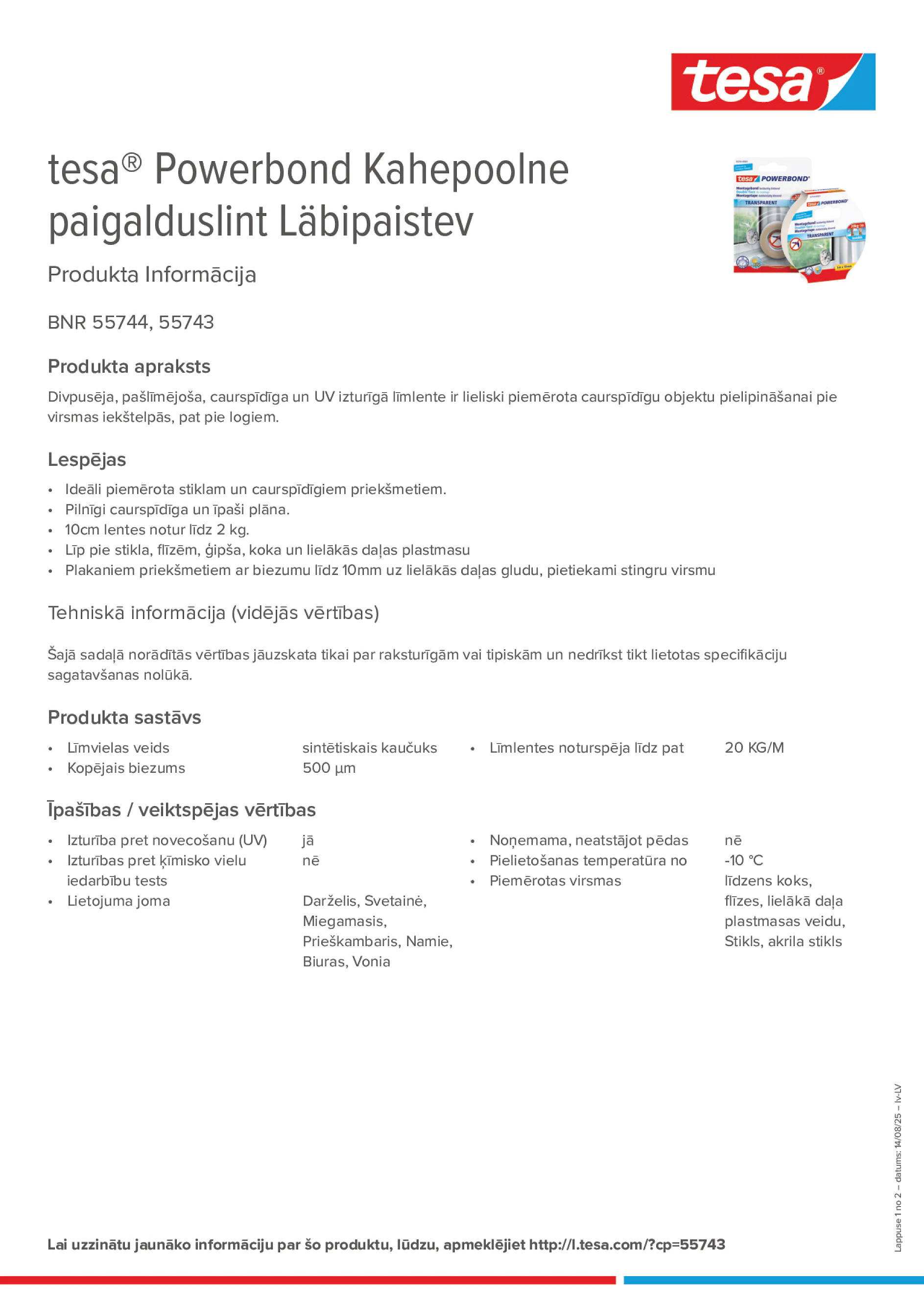 Product information_tesa® Powerbond 55744_lv-LV