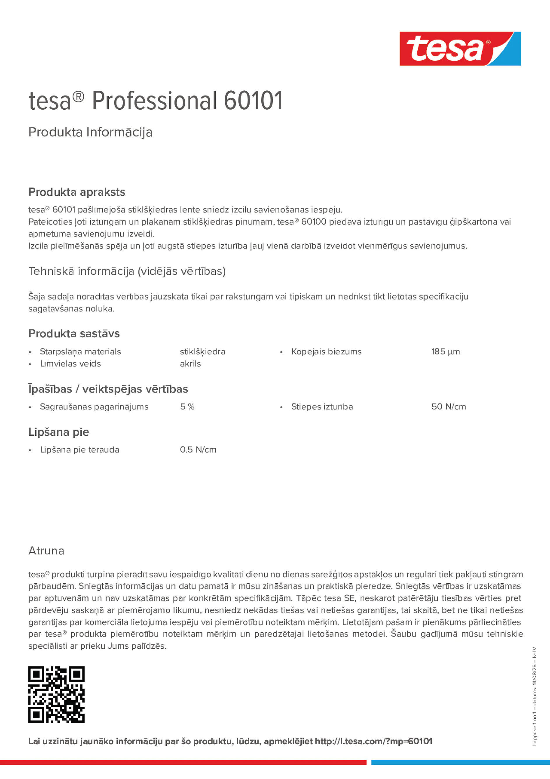 Product information_tesa® Professional 60101_lv-LV