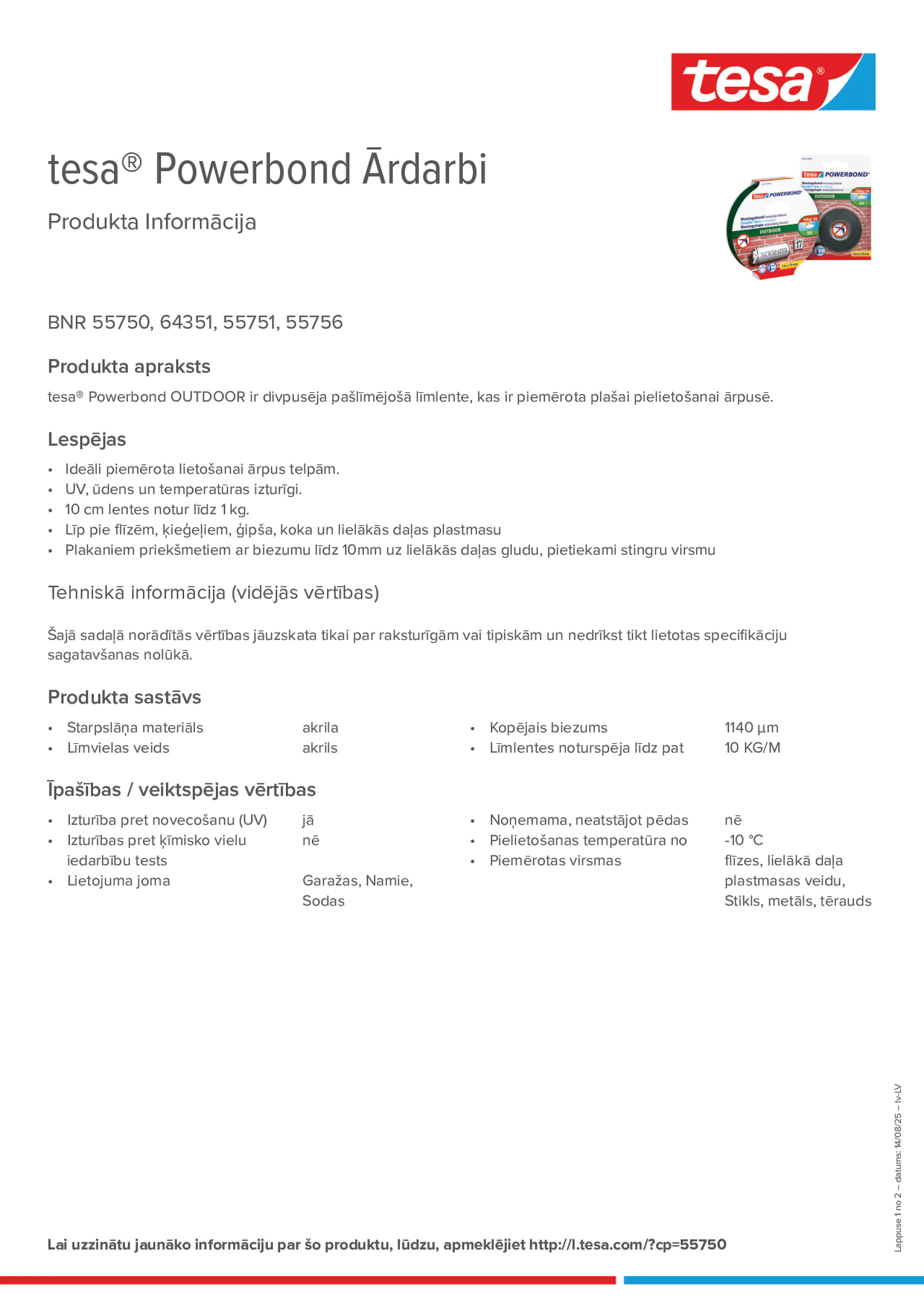 Product information_tesa® Powerbond 55751_lv-LV