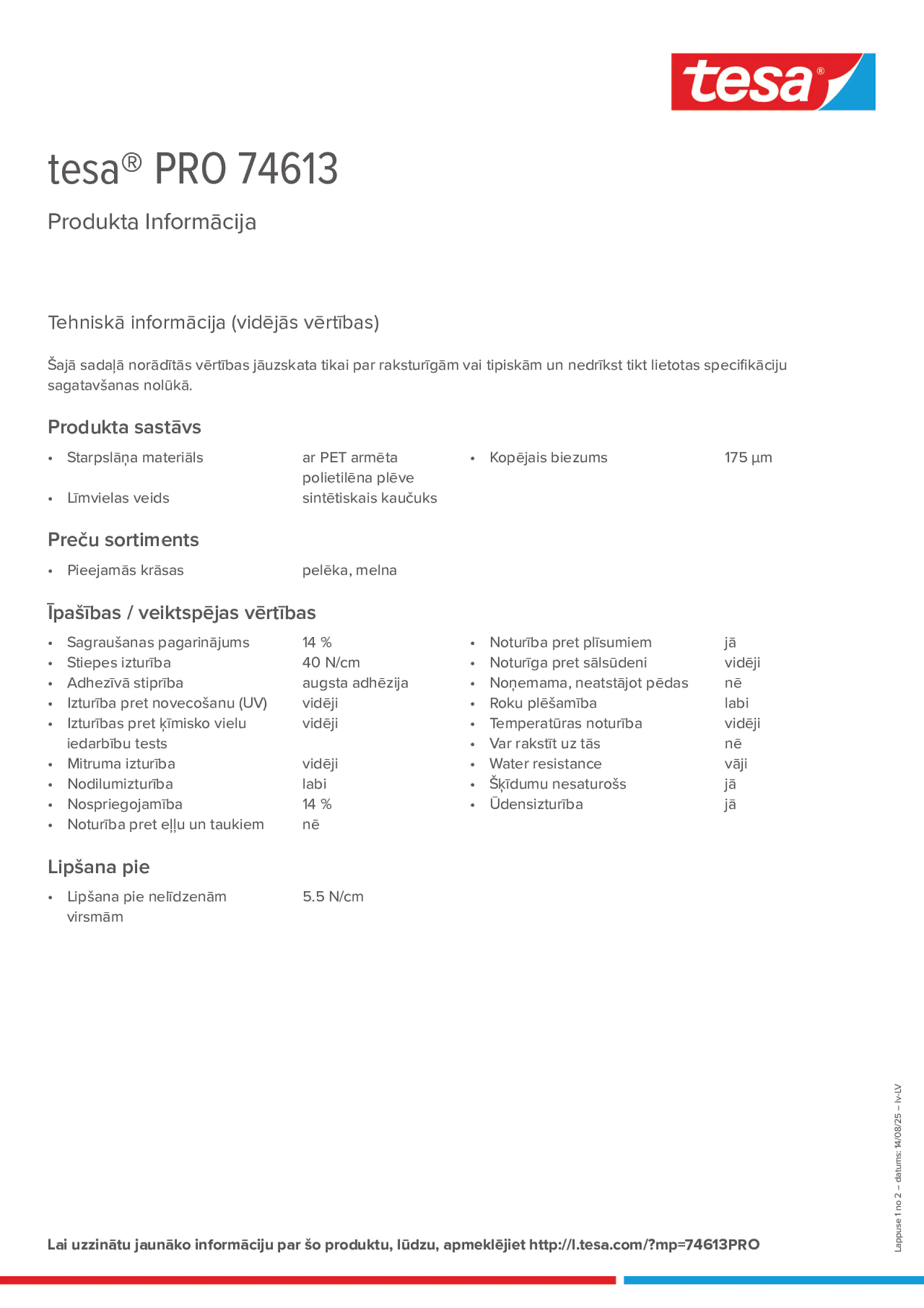Product information_tesa® PRO 74613_lv-LV