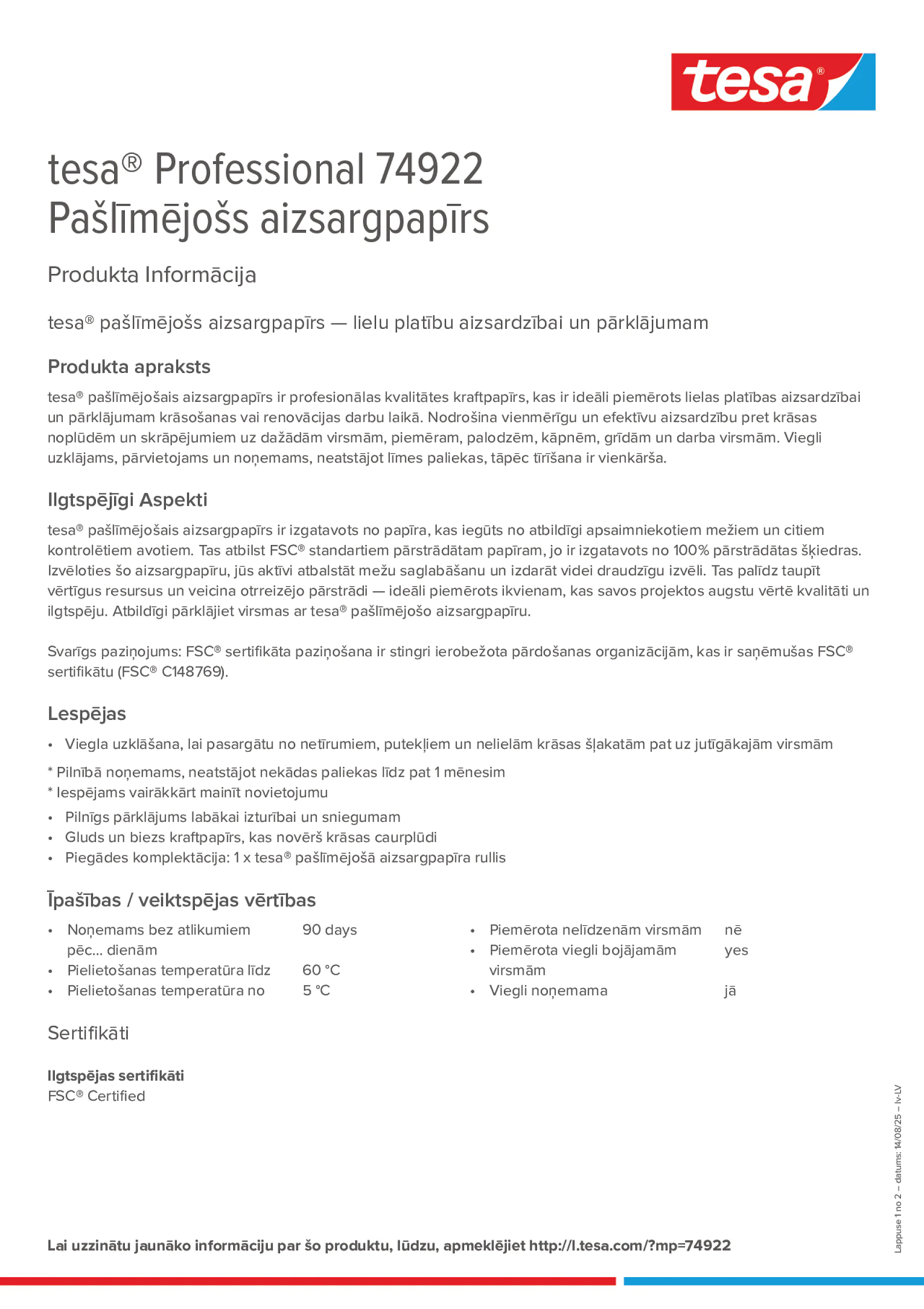 Product information_tesa® Professional 74922_lv-LV