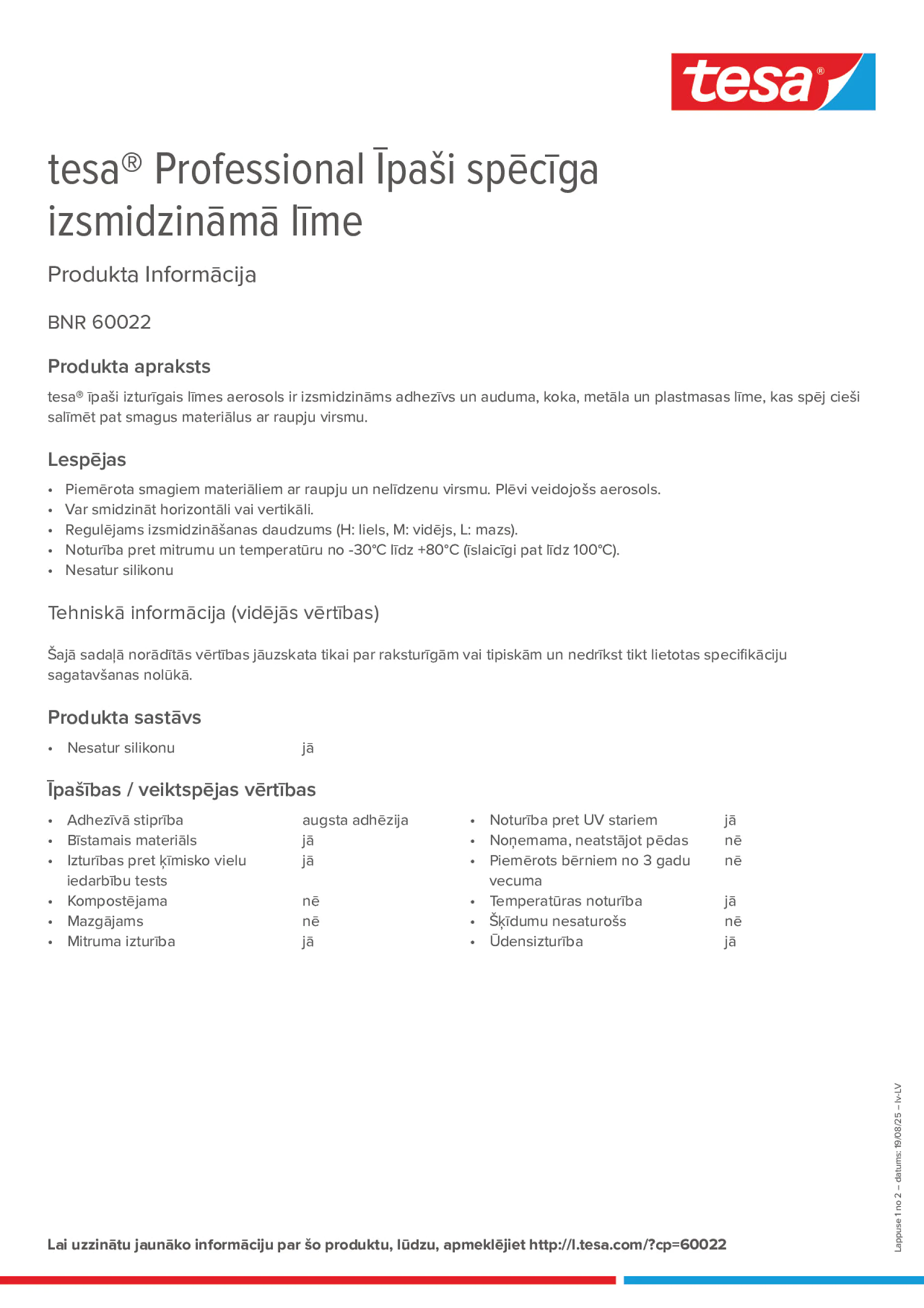 Product information_tesa® Professional 60022_lv-LV