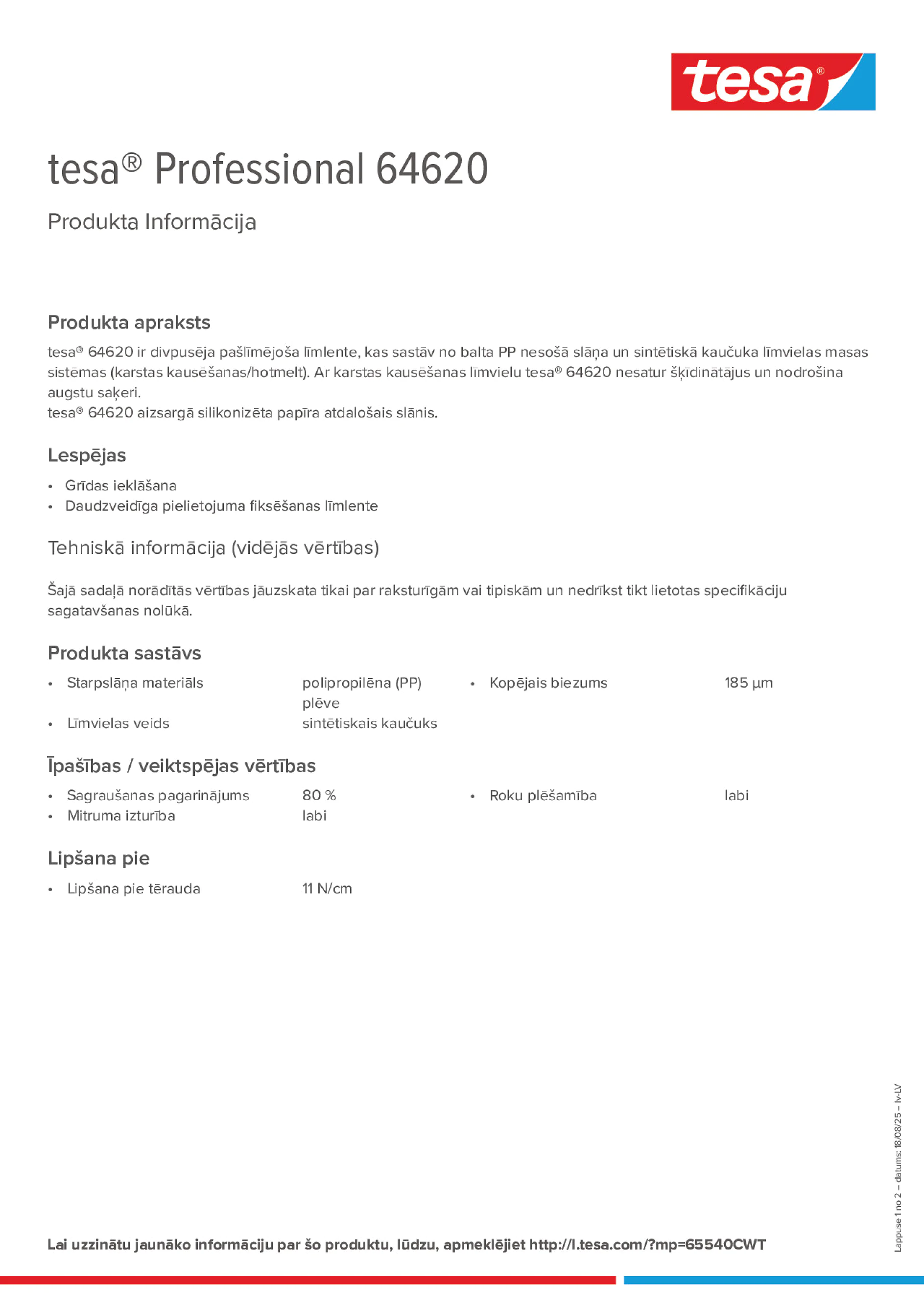 Product information_tesa® Professional 64620_lv-LV