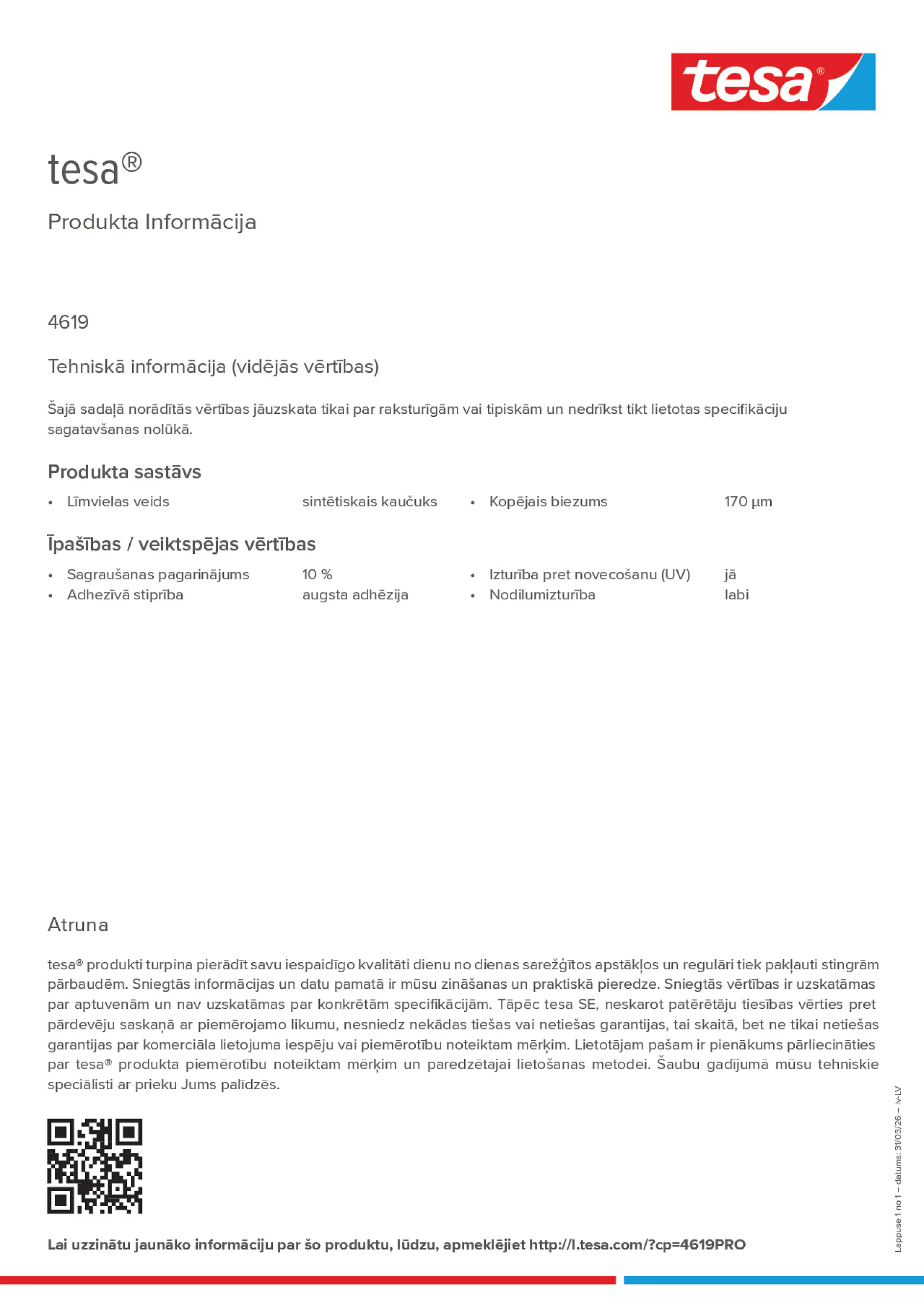 Product information_tesa® 4619PRO_lv-LV