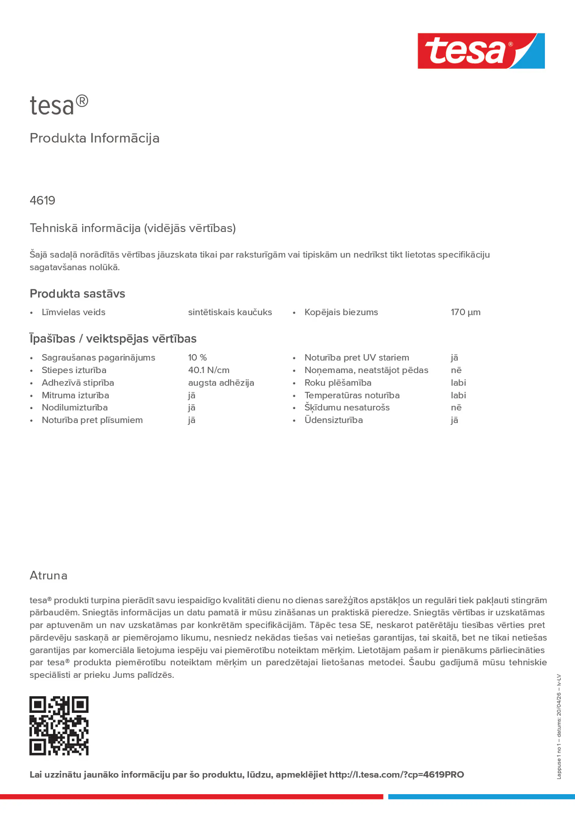 Product information_tesa® 4619PRO_lv-LV