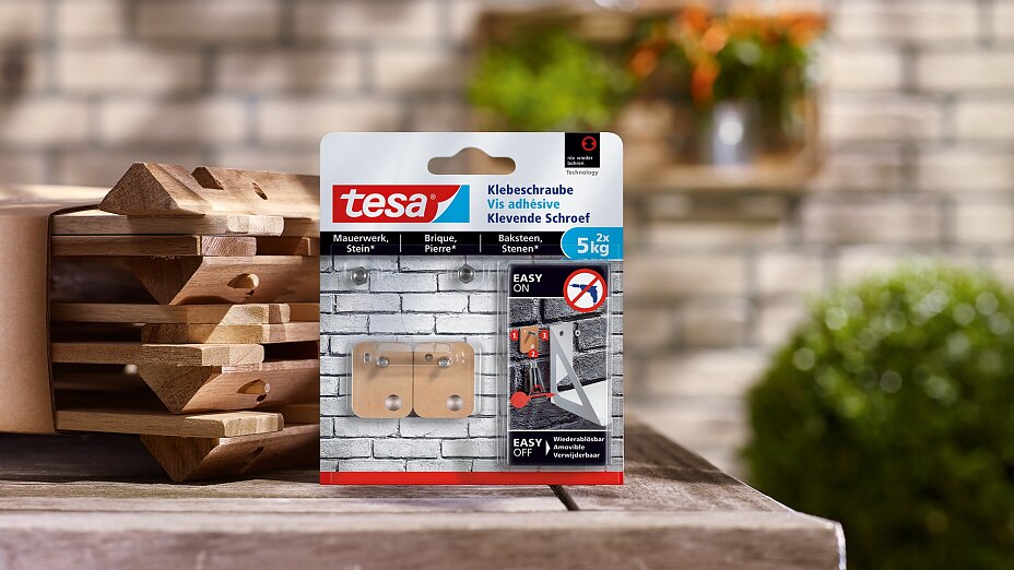 Sådan bruger du tesa® Firkantet klæbeskrue til murværk og sten 5 kg. Sådan bruger du tesa® Firkantet klæbeskrue til murværk og sten 5 kg.