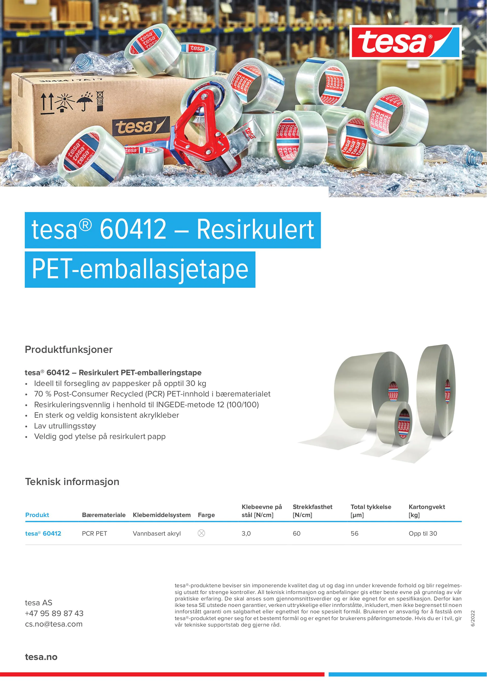 tesa® 60412 – Resirkulert PET-emballasjetape flyer