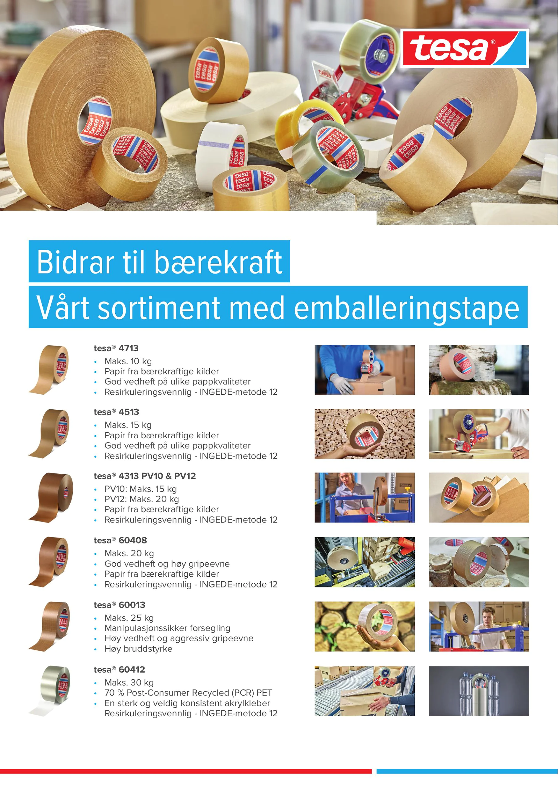 Vårt sortiment med emballeringstape