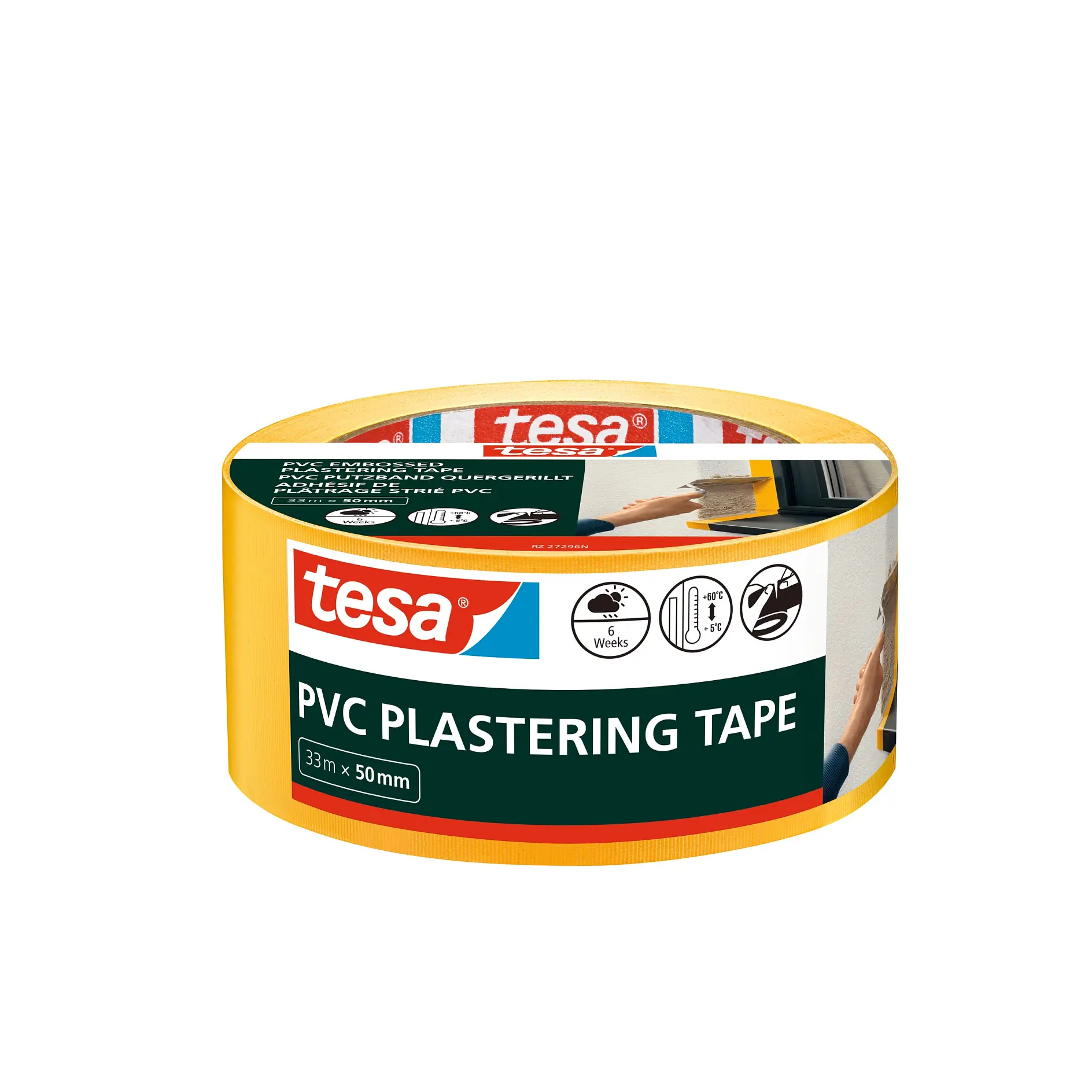 [en-en] tesa Professional&nbsp;Plastering Tape, PVC yellow embossed, 33m x 50mm