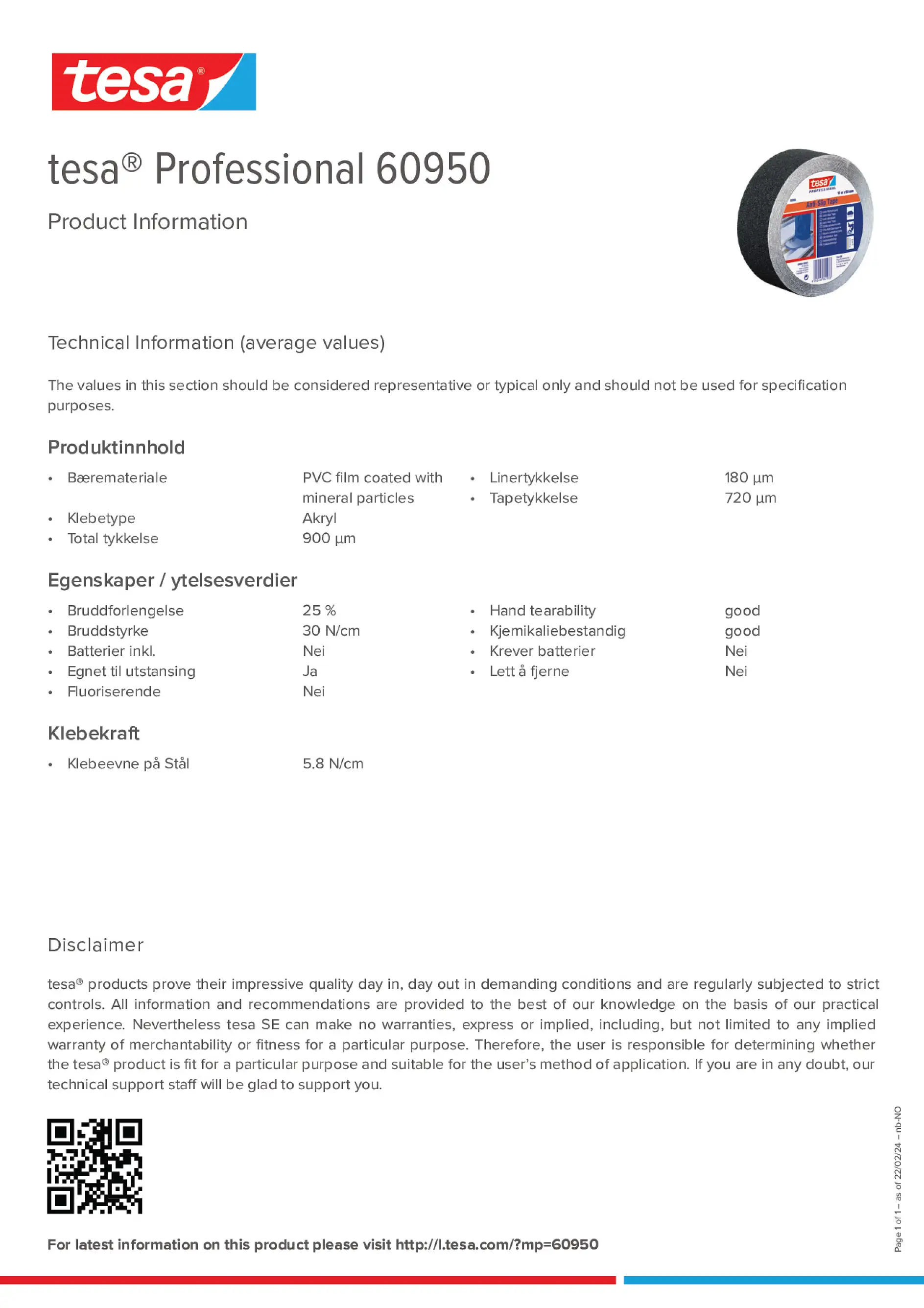 Product information_tesa® Professional 60950_nb-NO