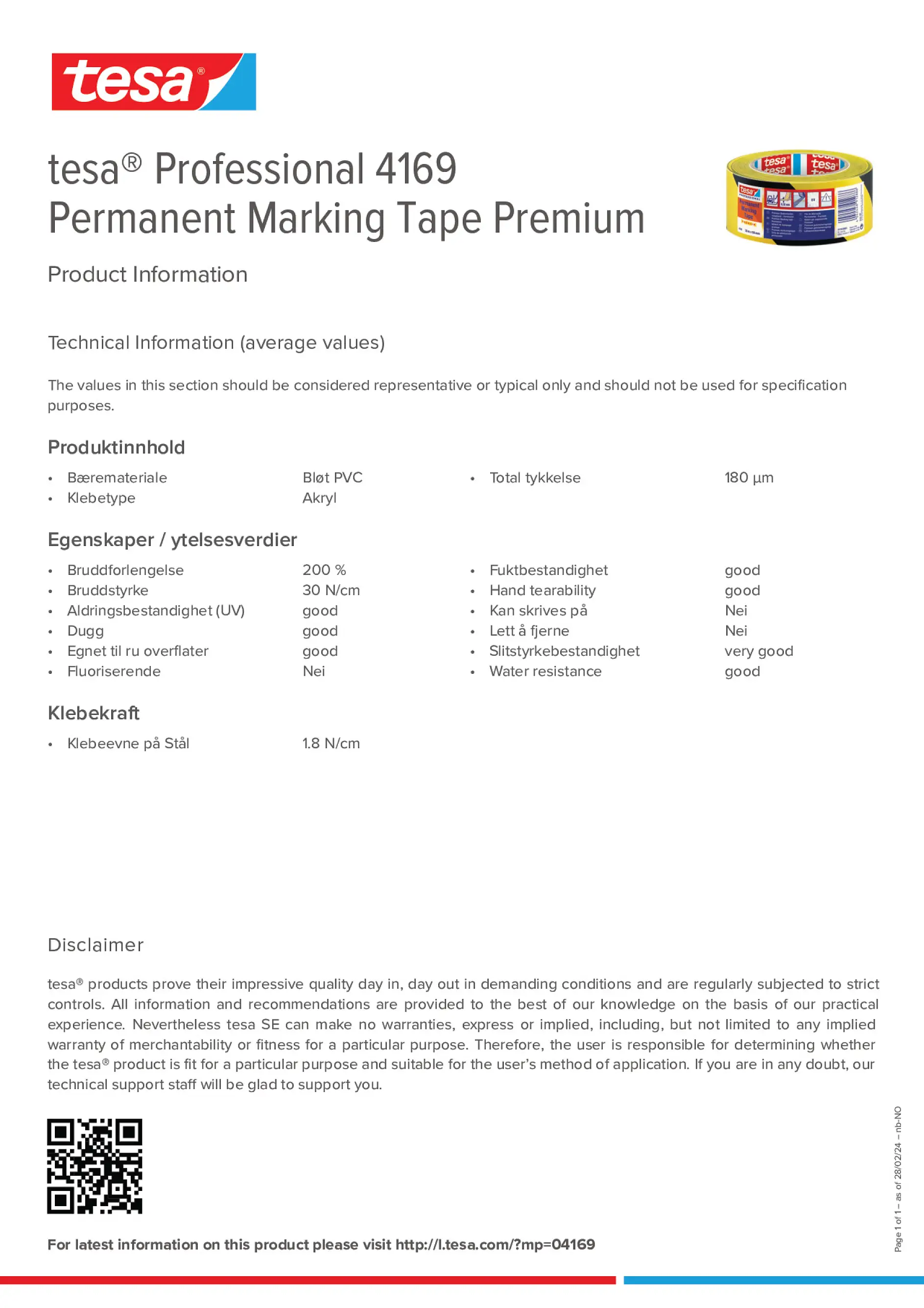 Product information_tesa® Professional 04169_nb-NO