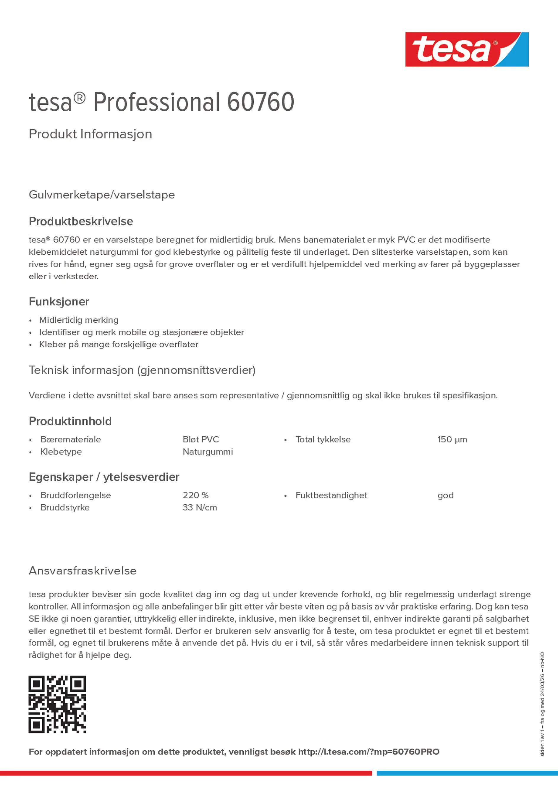 Product information_tesa® Professional 60760_nb-NO