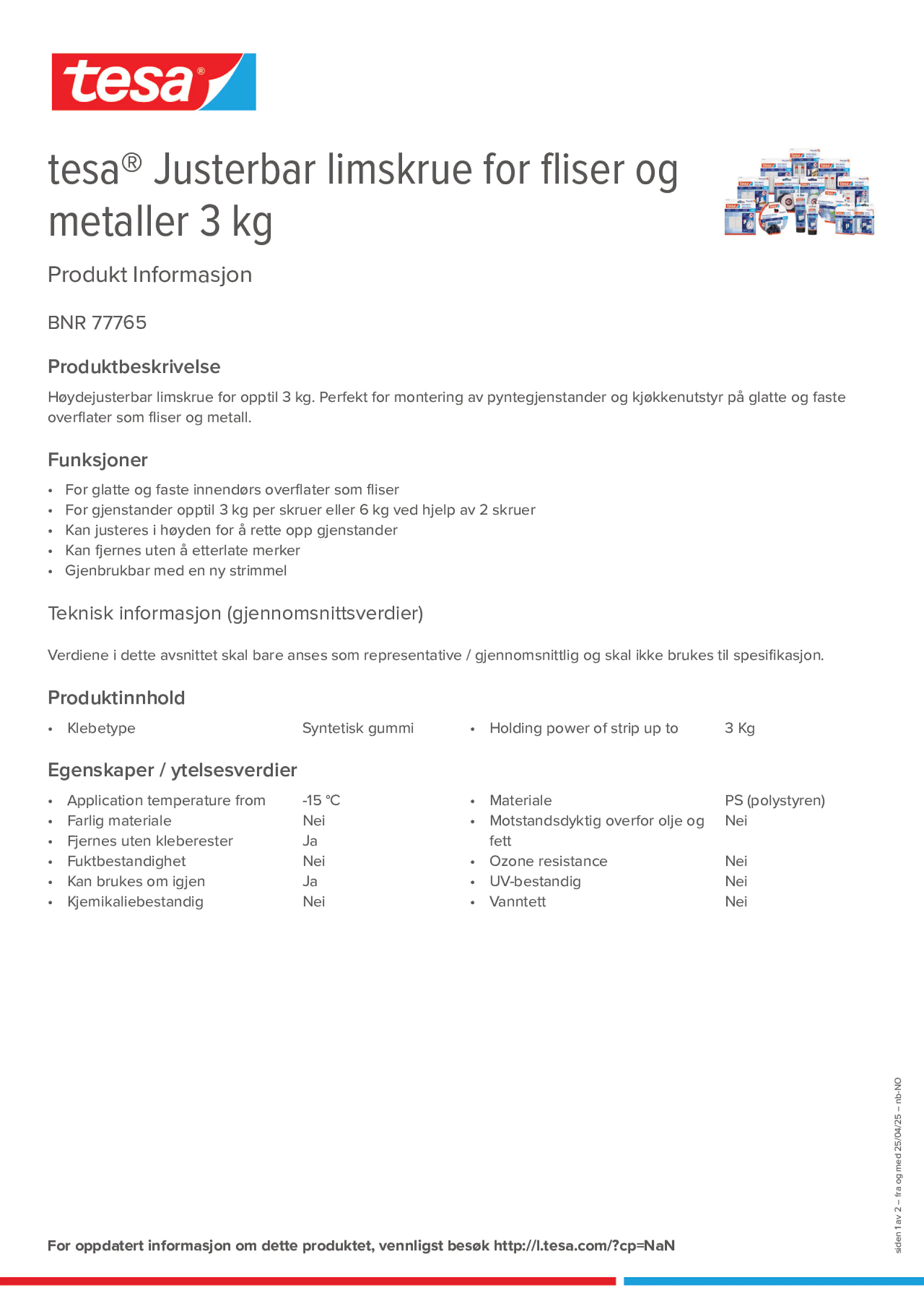 Product information_tesa® 77765_nb-NO