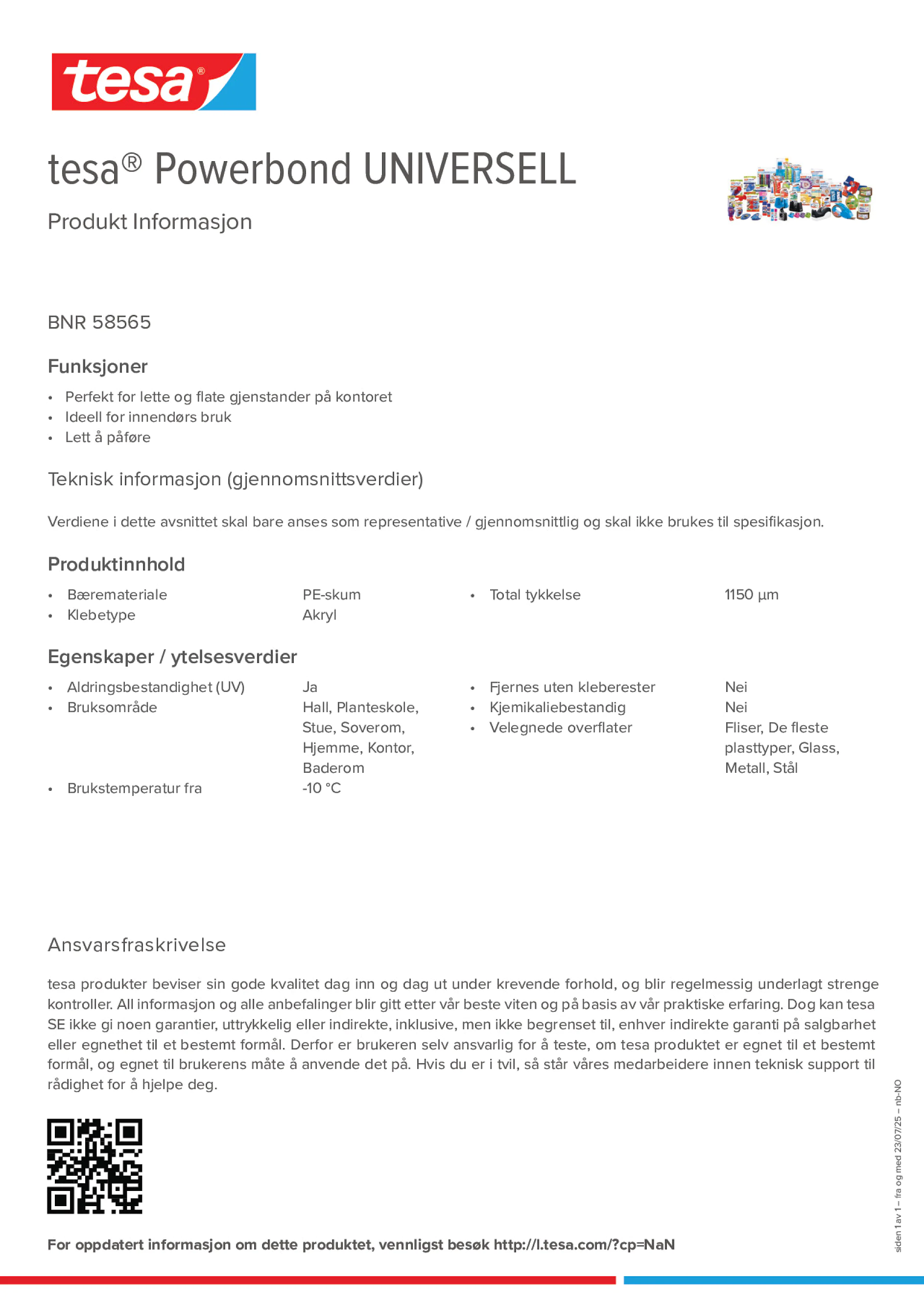 Product information_tesa® Powerbond 58565_nb-NO