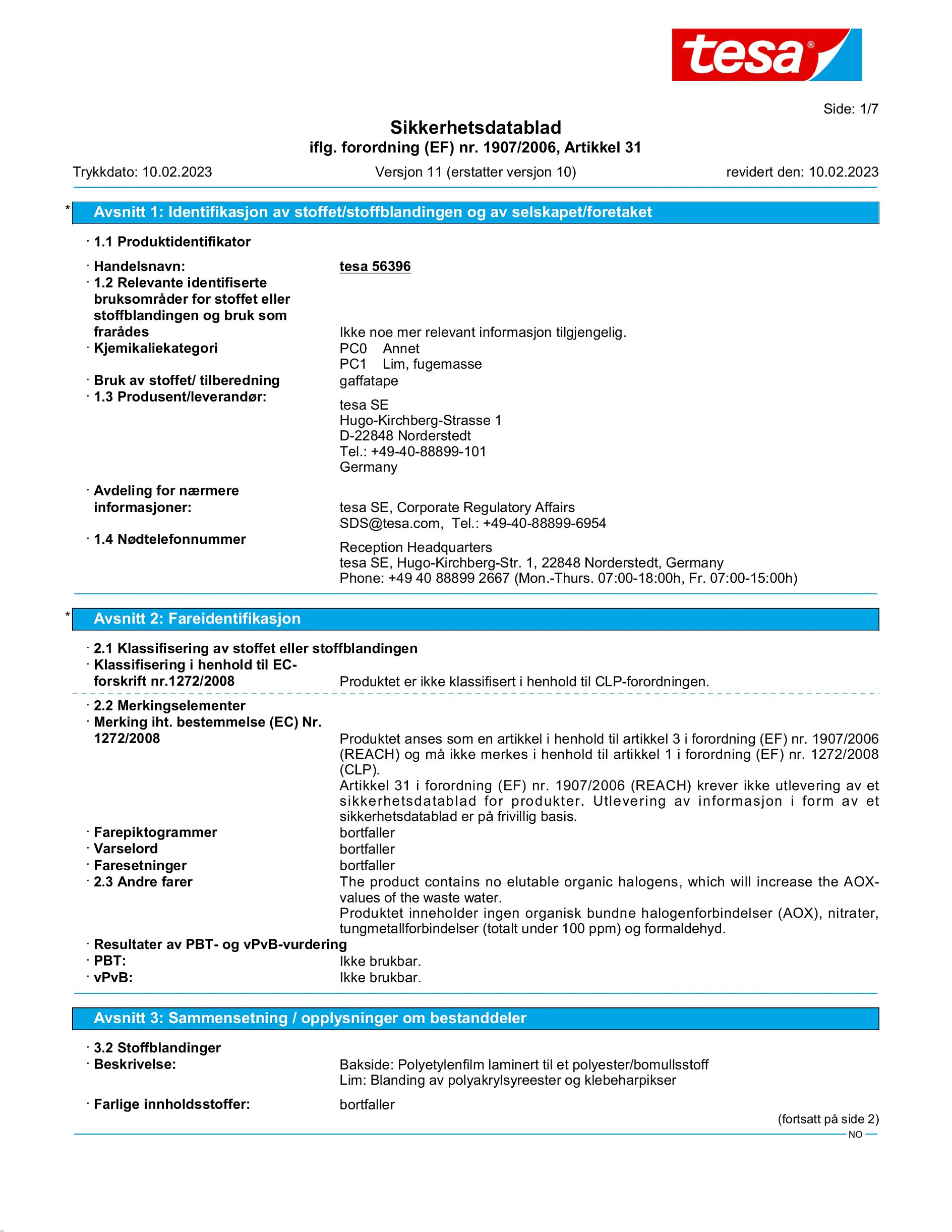 Safety data sheet_tesa® extra Power 56348_nb-NO_v11