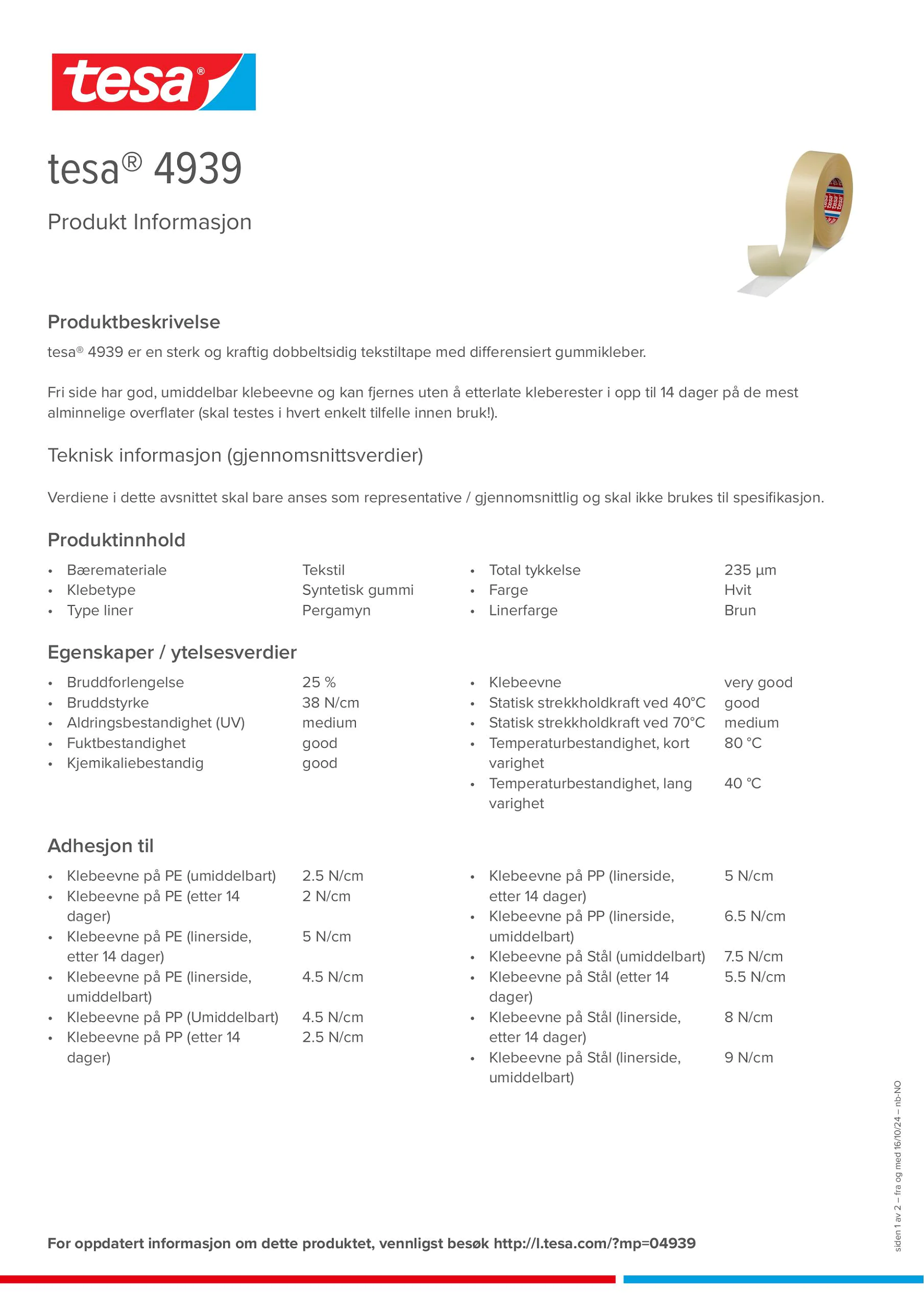 Product information_tesa® 4939_nb-NO