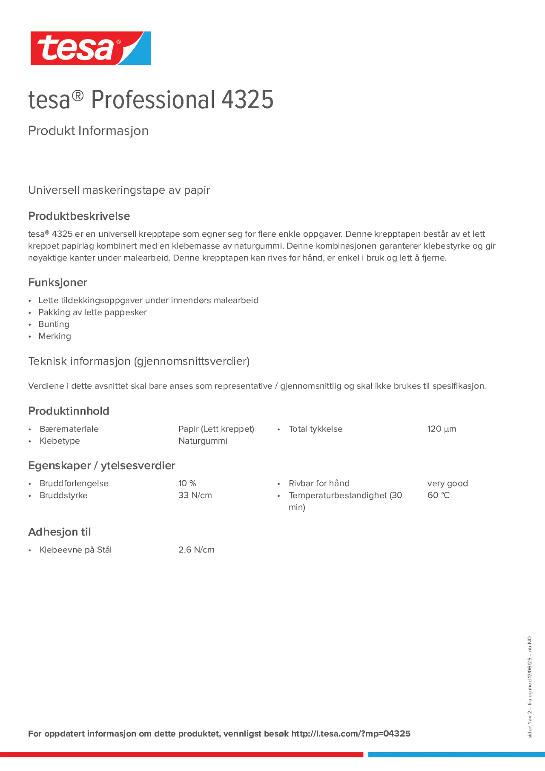 Product information_tesa® Professional 04325_nb-NO
