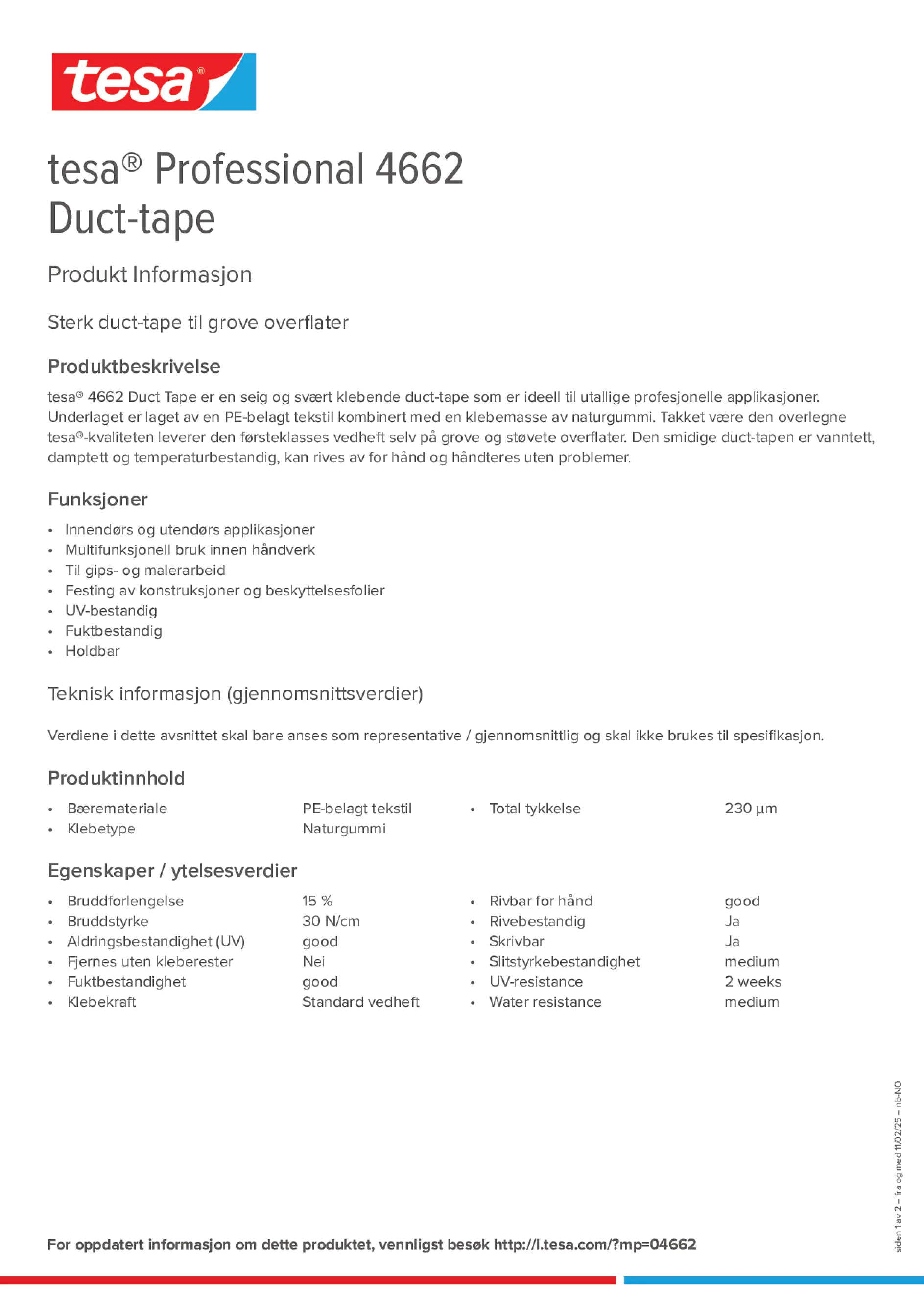 Product information_tesa® Professional 04662_nb-NO
