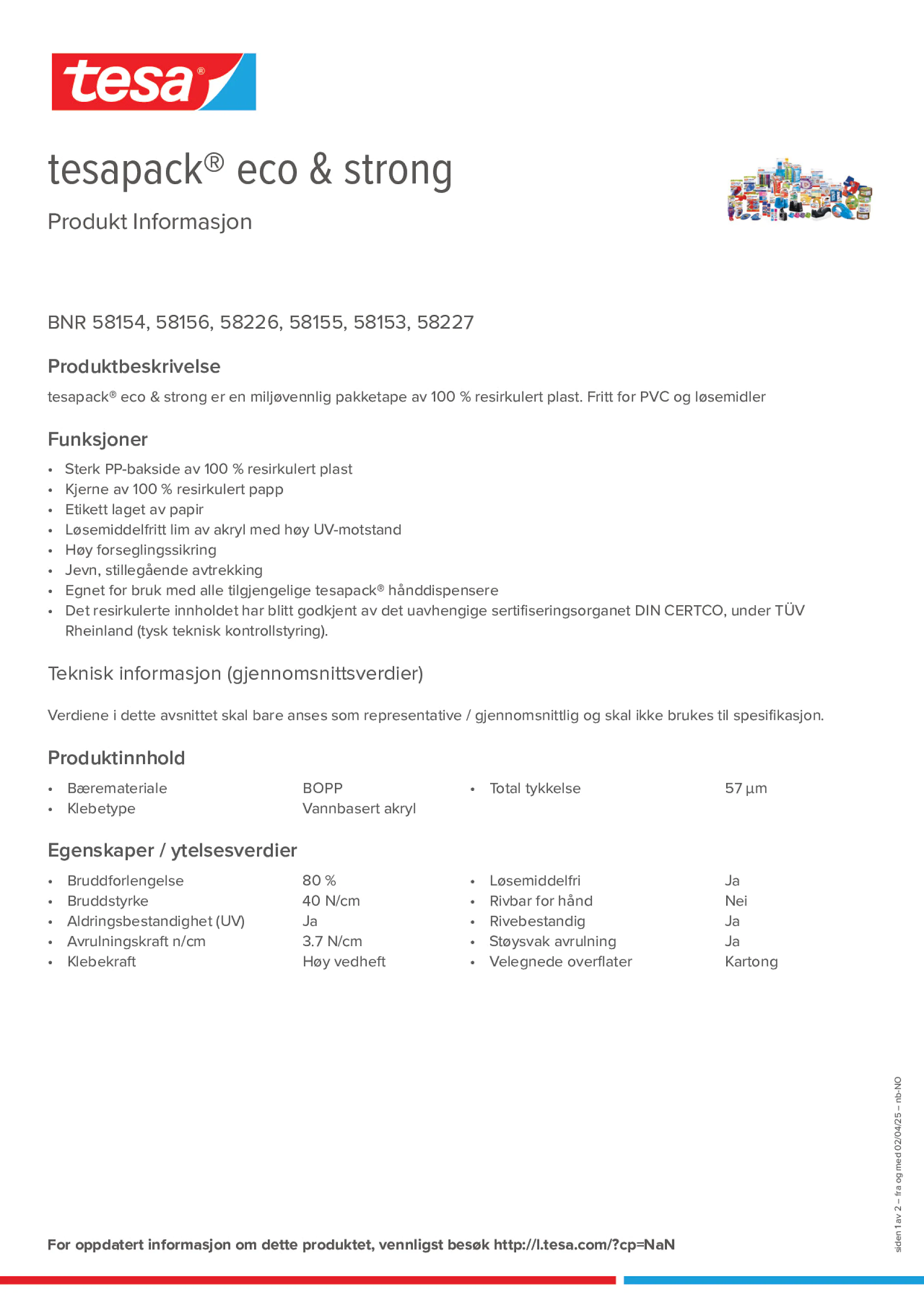 Product information_tesapack® 58154_nb-NO