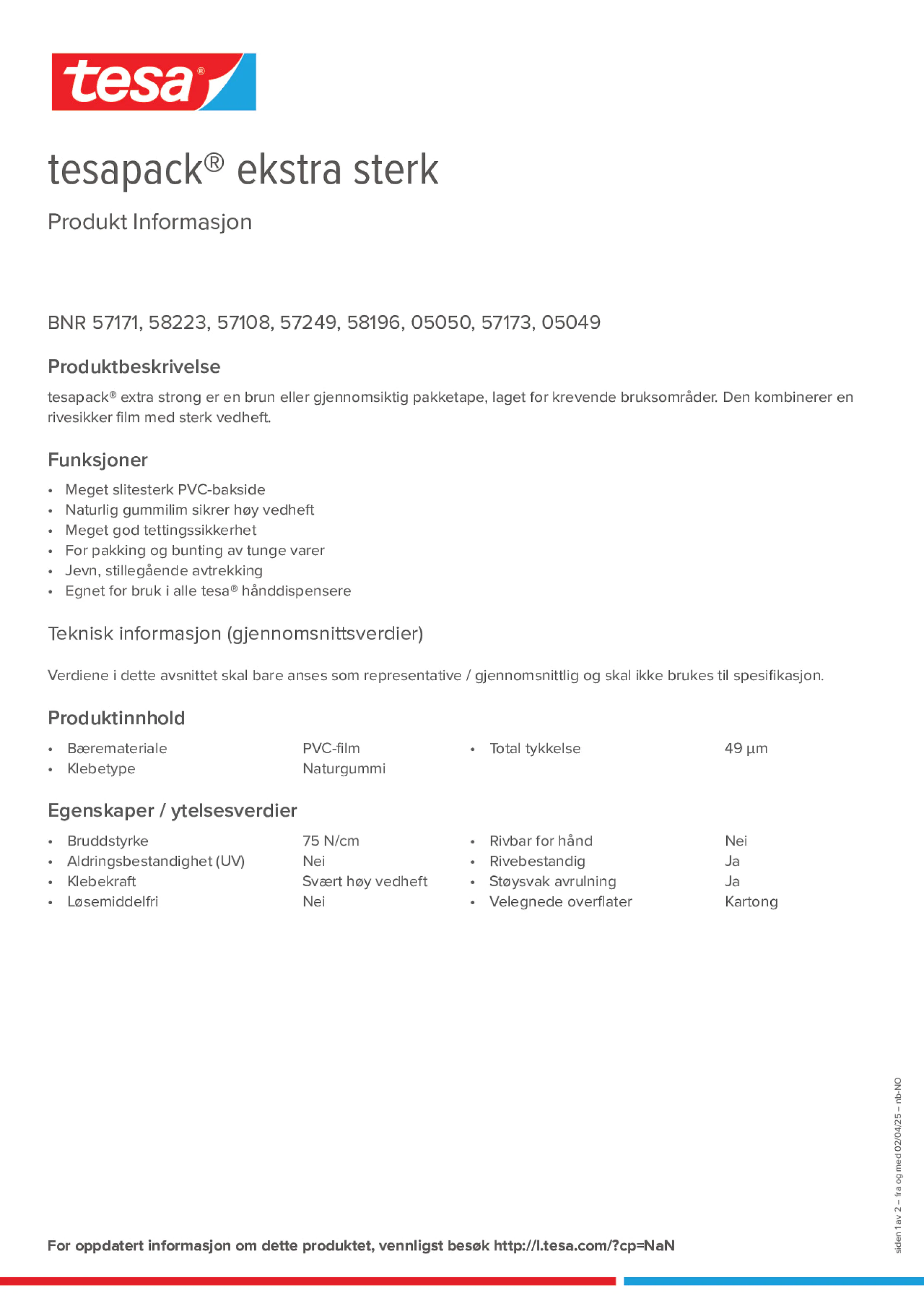 Product information_tesapack® 57249_nb-NO