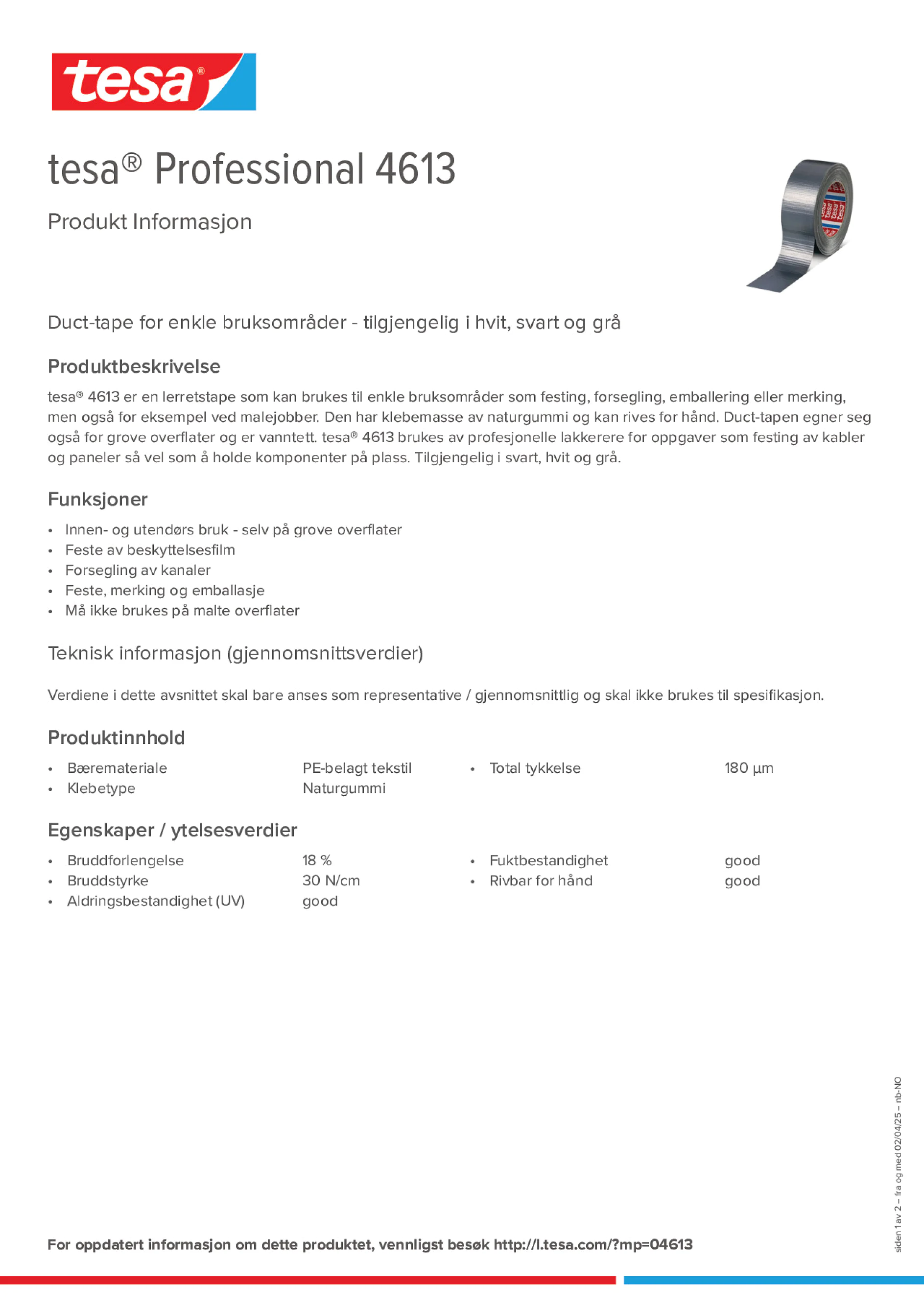 Product information_tesa® Professional 04613_nb-NO