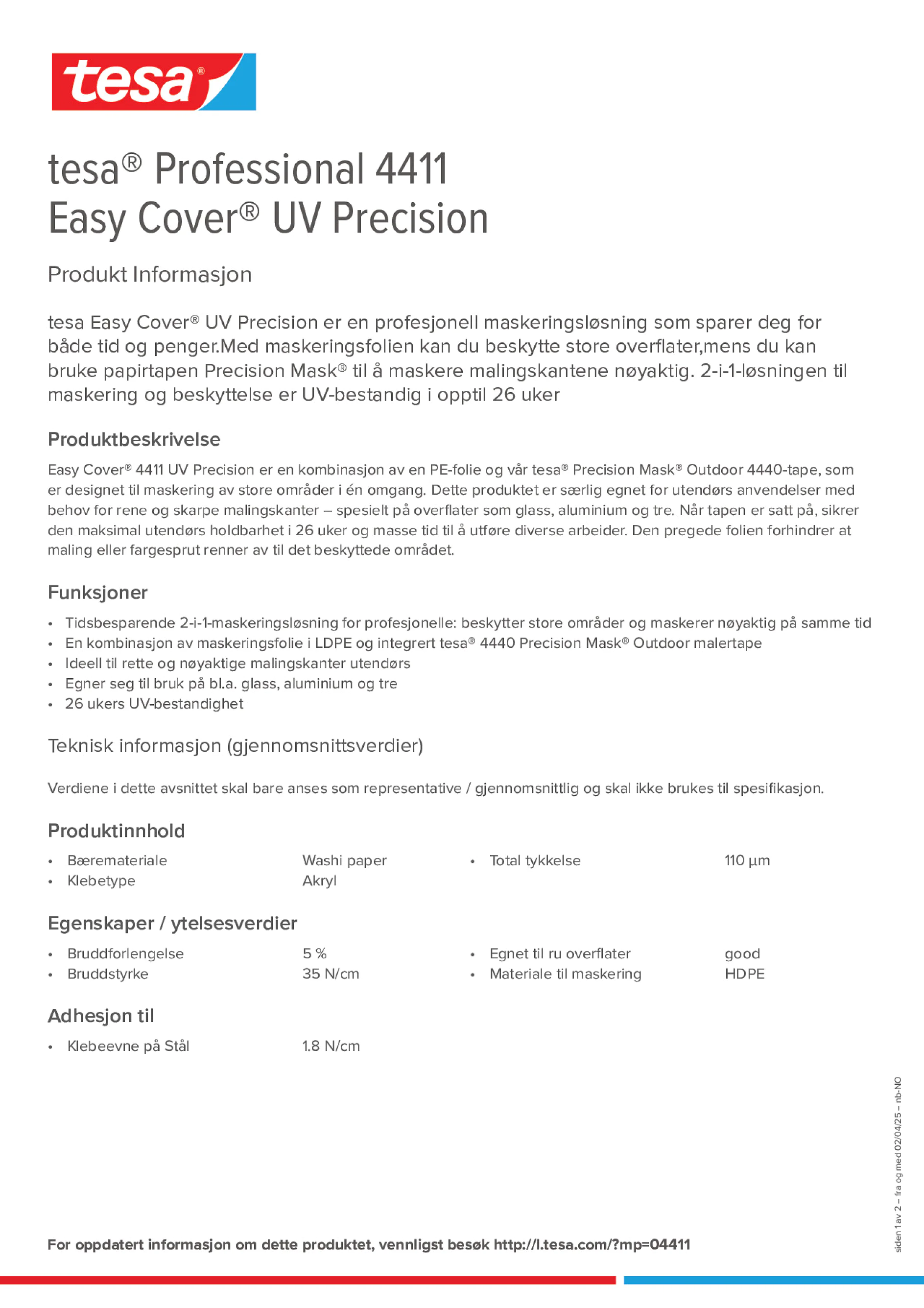 Product information_tesa® Professional 04411_nb-NO