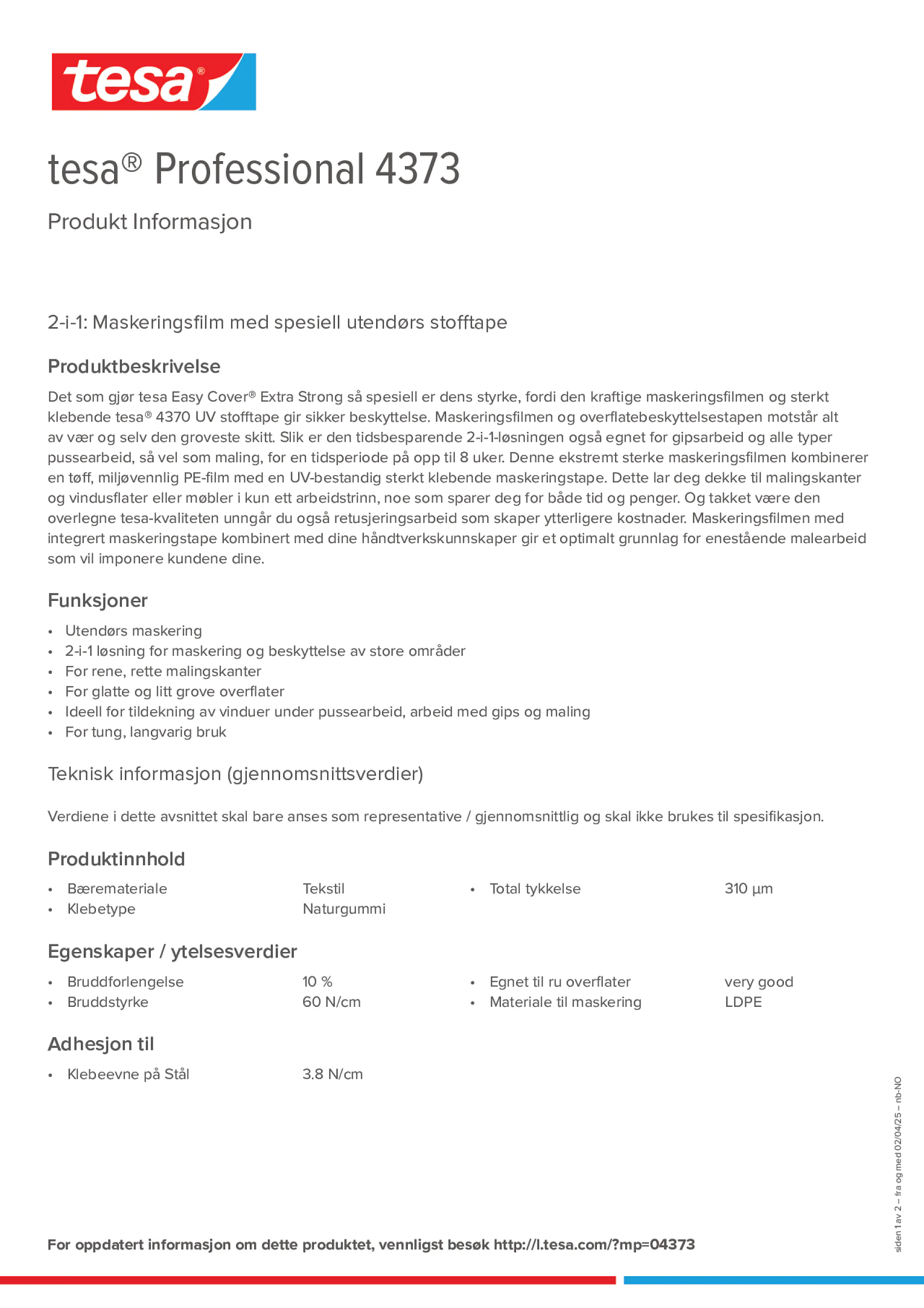 Product information_tesa® Professional 04373_nb-NO