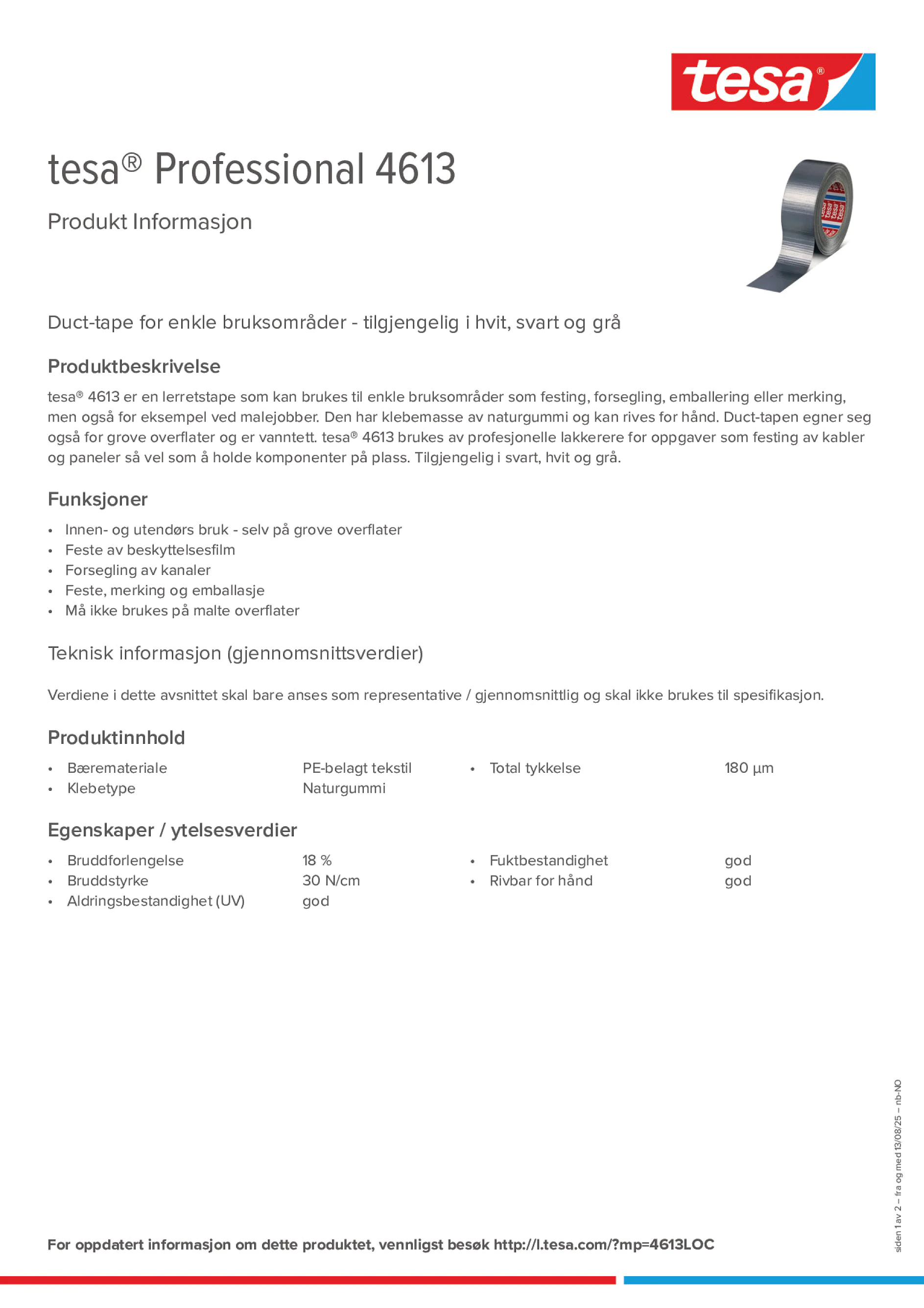 Product information_tesa® Professional 04613_nb-NO