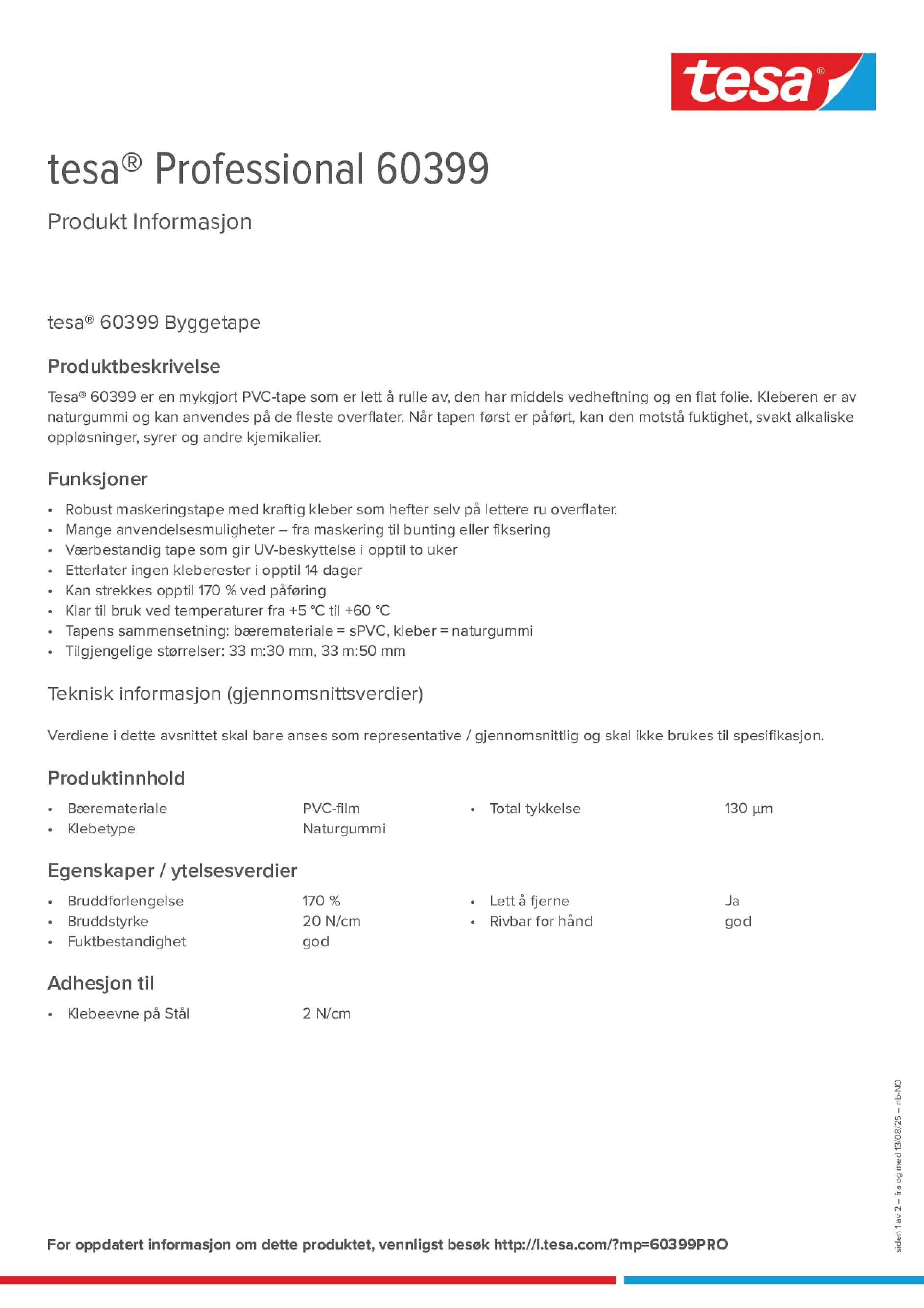 Product information_tesa® Professional 60399_nb-NO