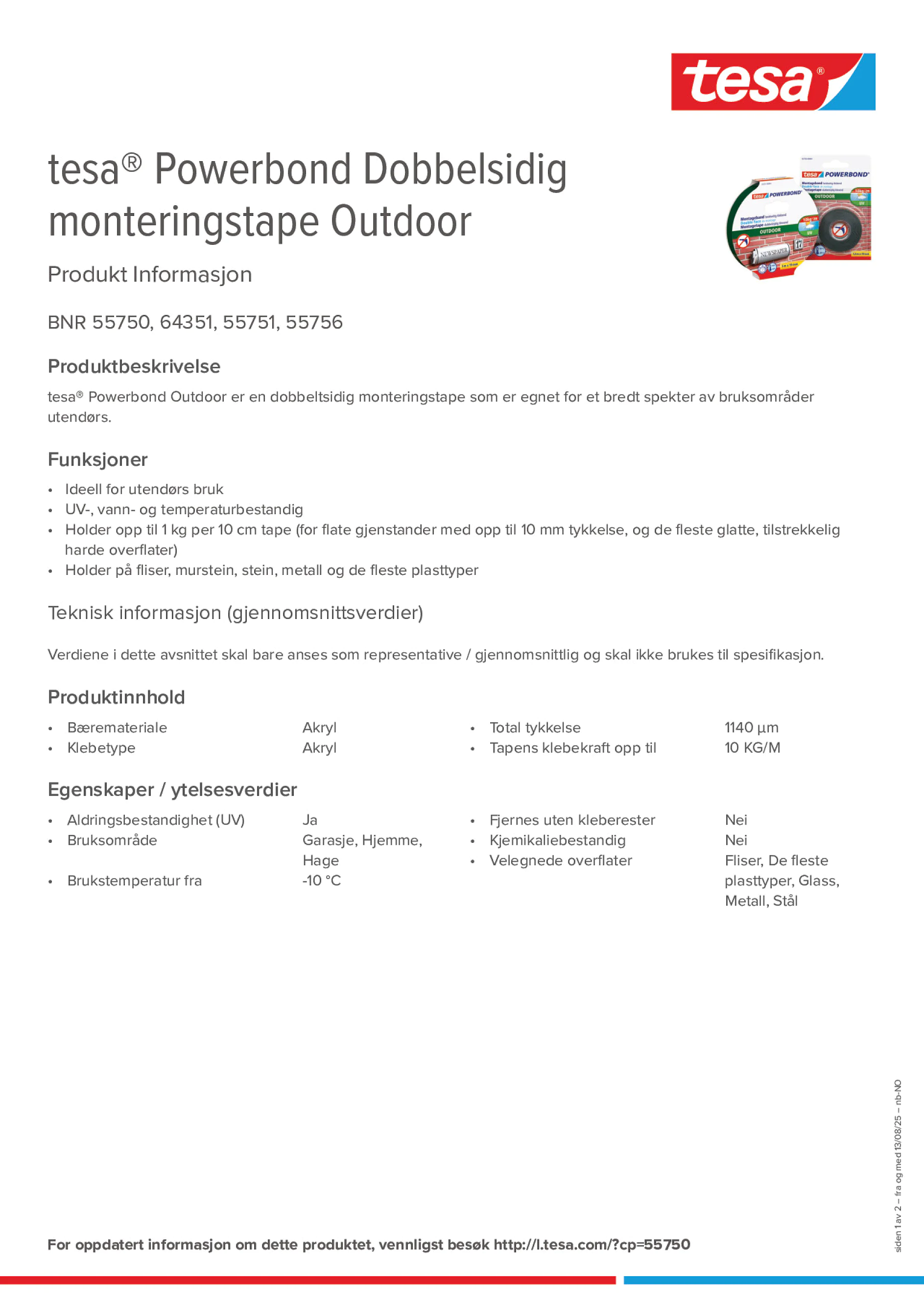 Product information_tesa® Powerbond 55751_nb-NO
