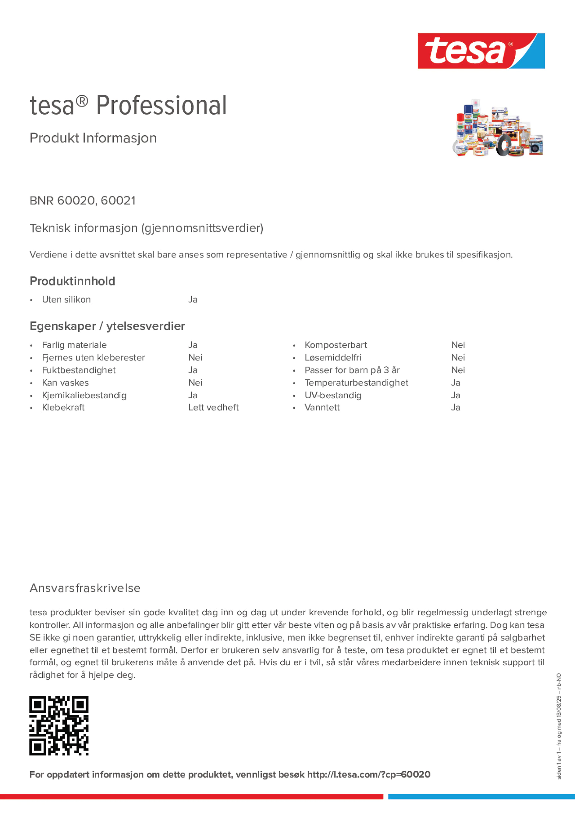 Product information_tesa® Professional 60020 / 60021_nb-NO