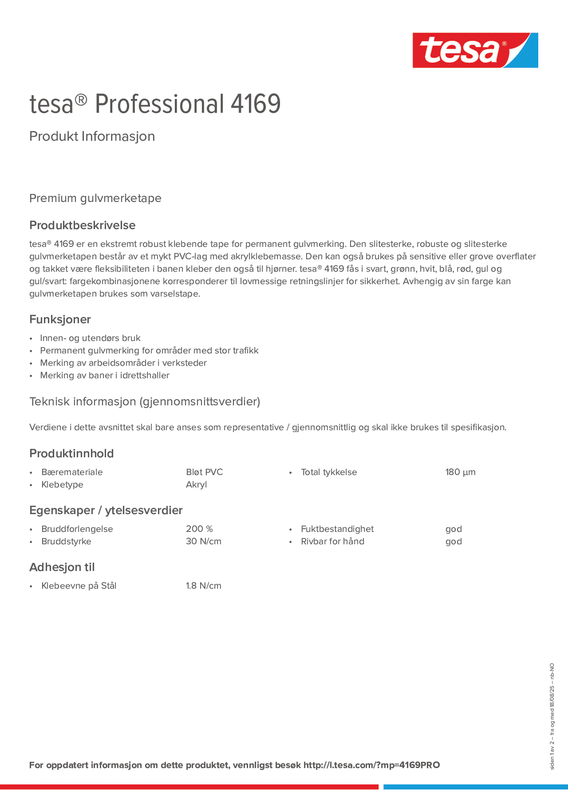 Product information_tesa® Professional 04169_nb-NO