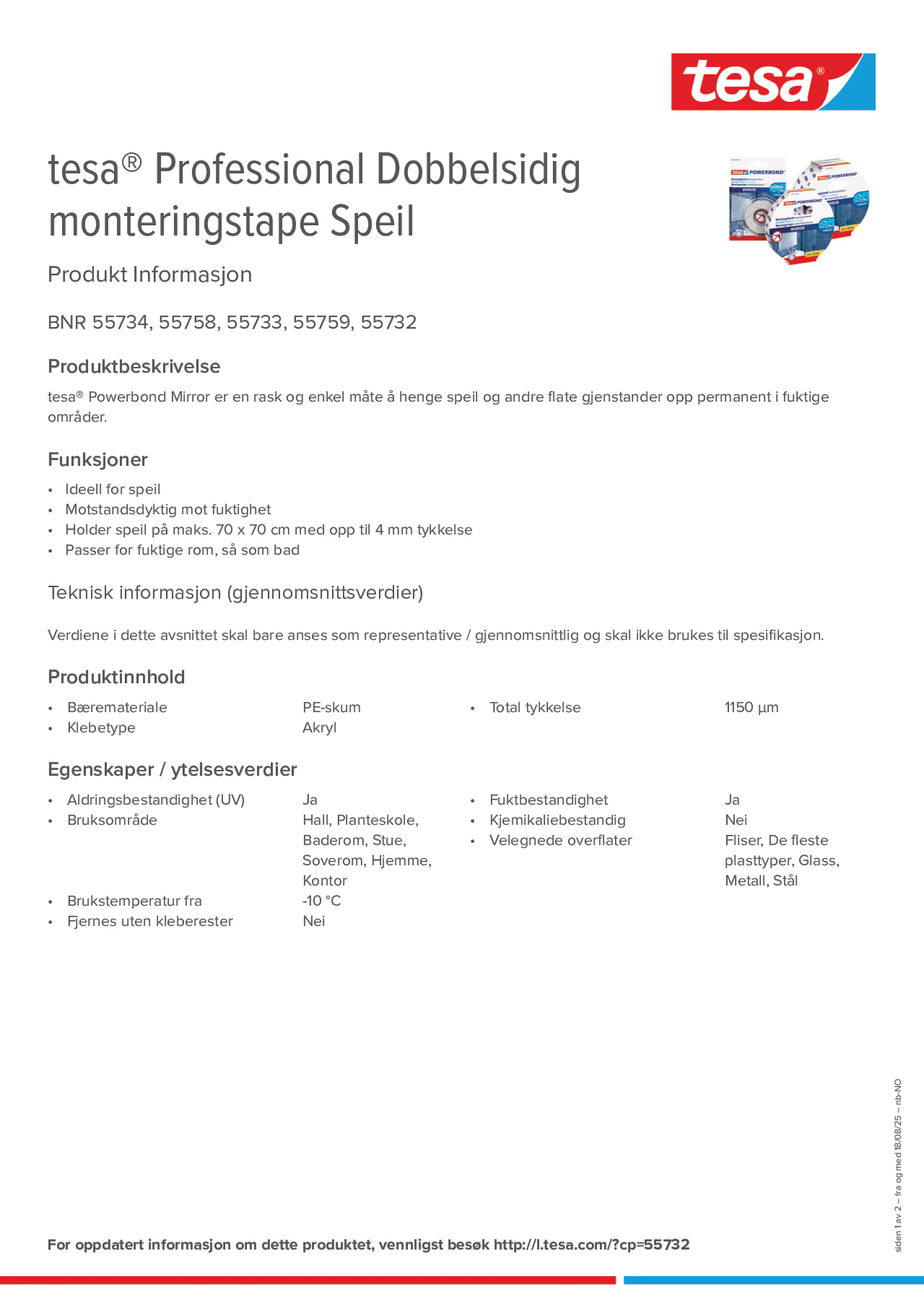 Product information_tesa® Professional 55733_nb-NO
