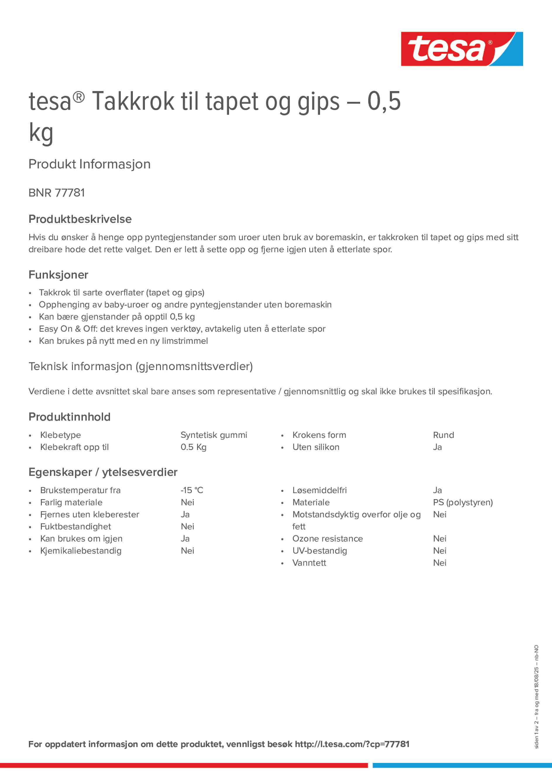 Product information_tesa® 77781_nb-NO