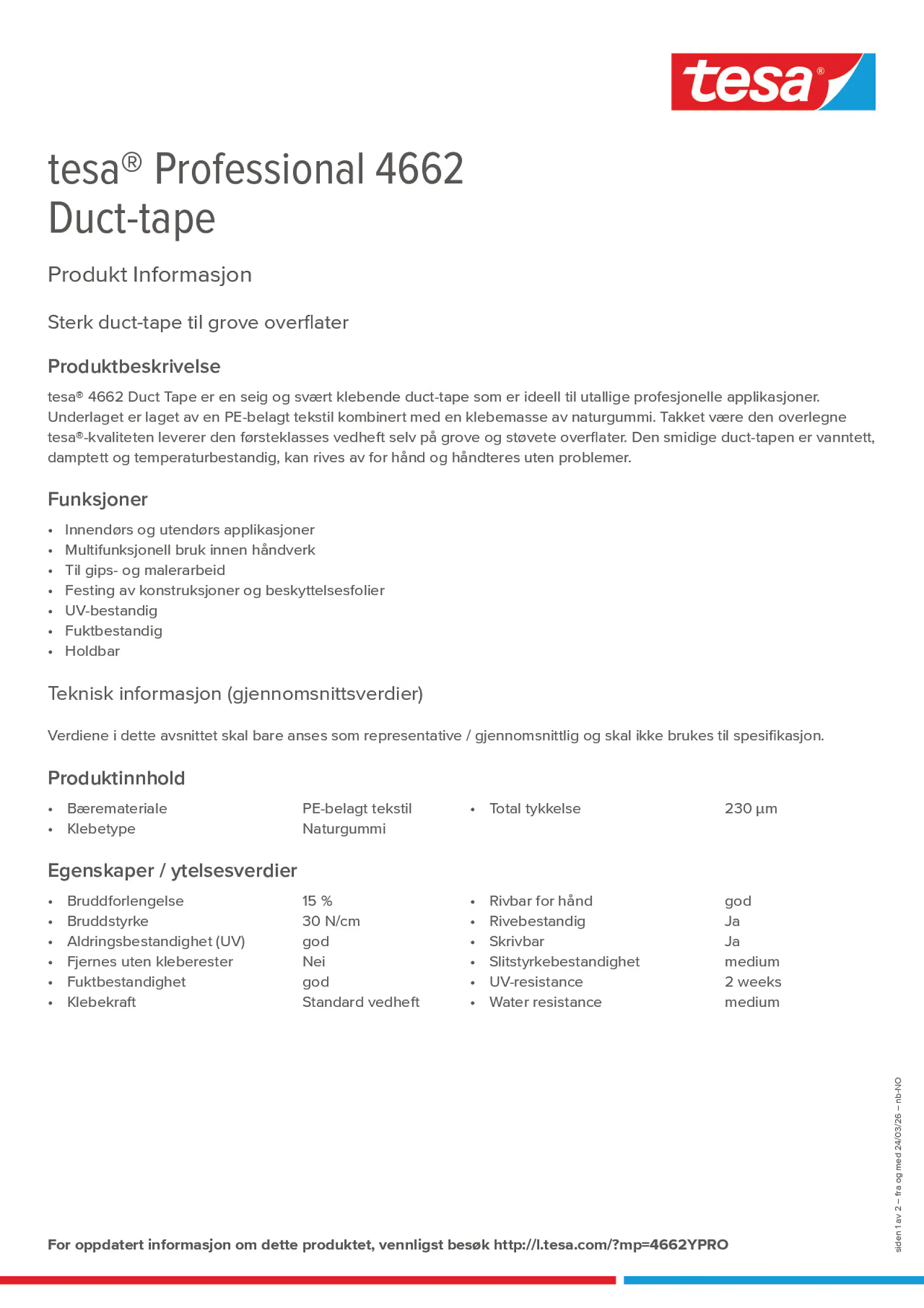 Product information_tesa® Professional 04662_nb-NO