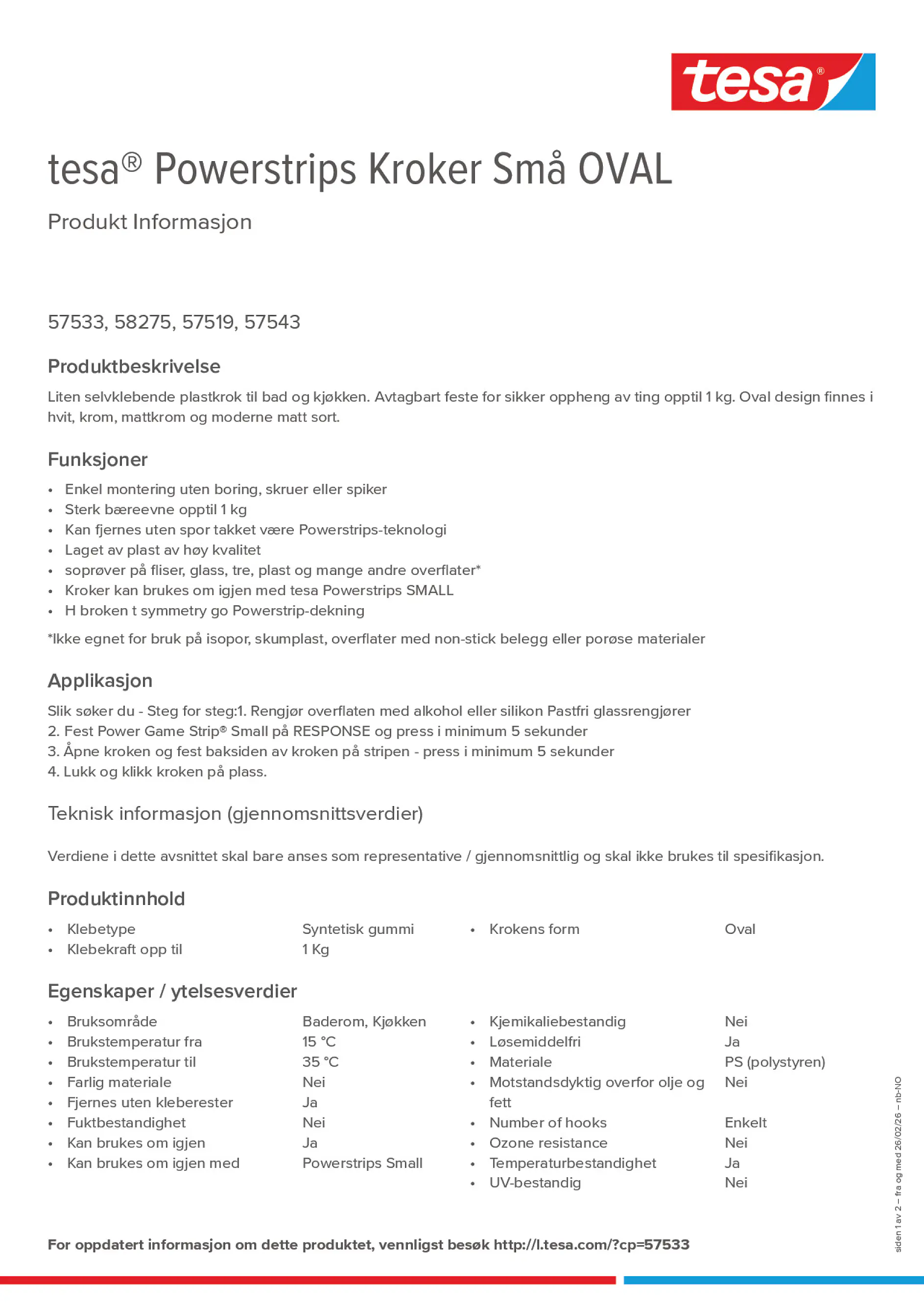 Product information_tesa® Powerstrips 57519_nb-NO