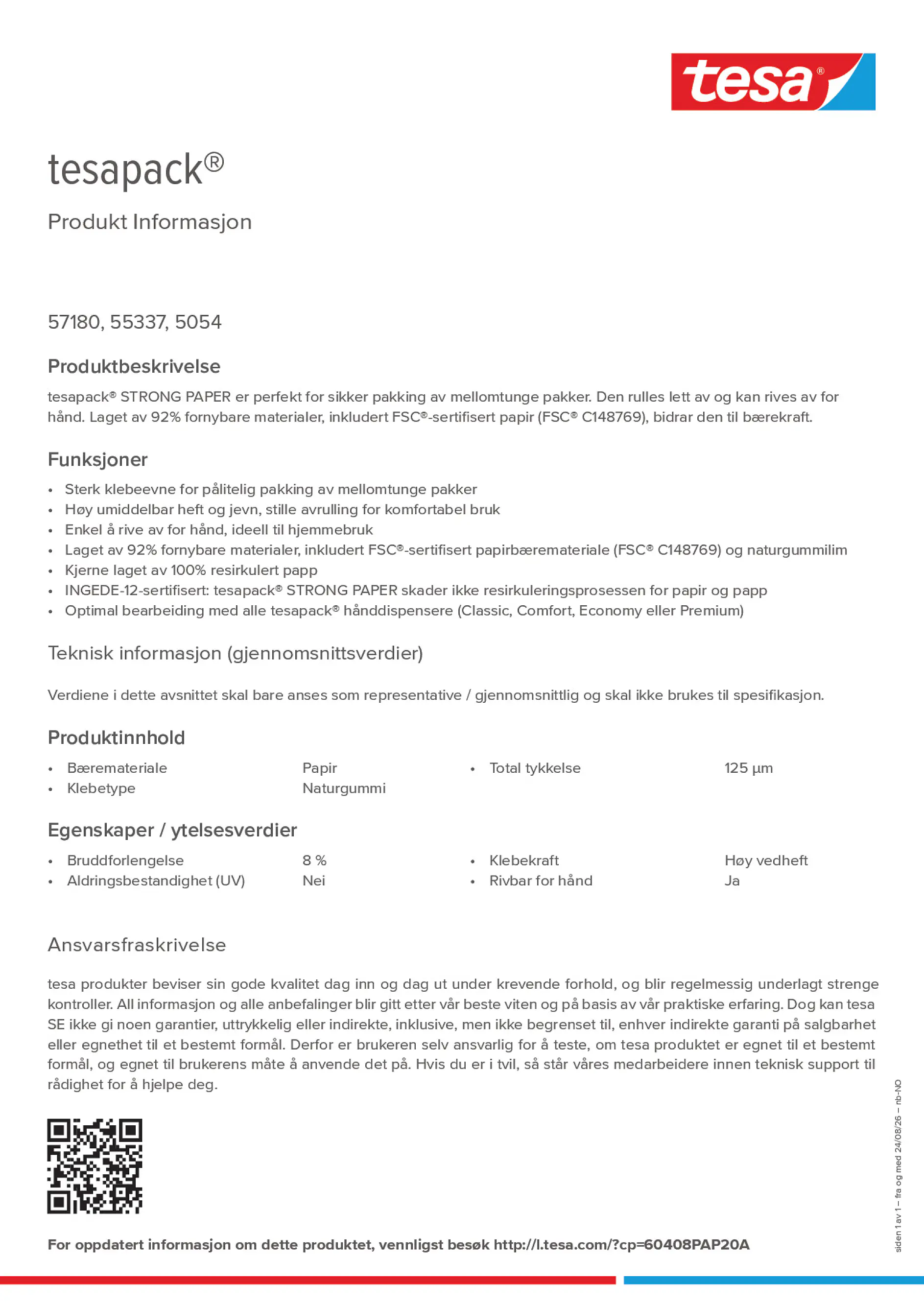 Product information_tesapack® 60408PAP20A_nb-NO