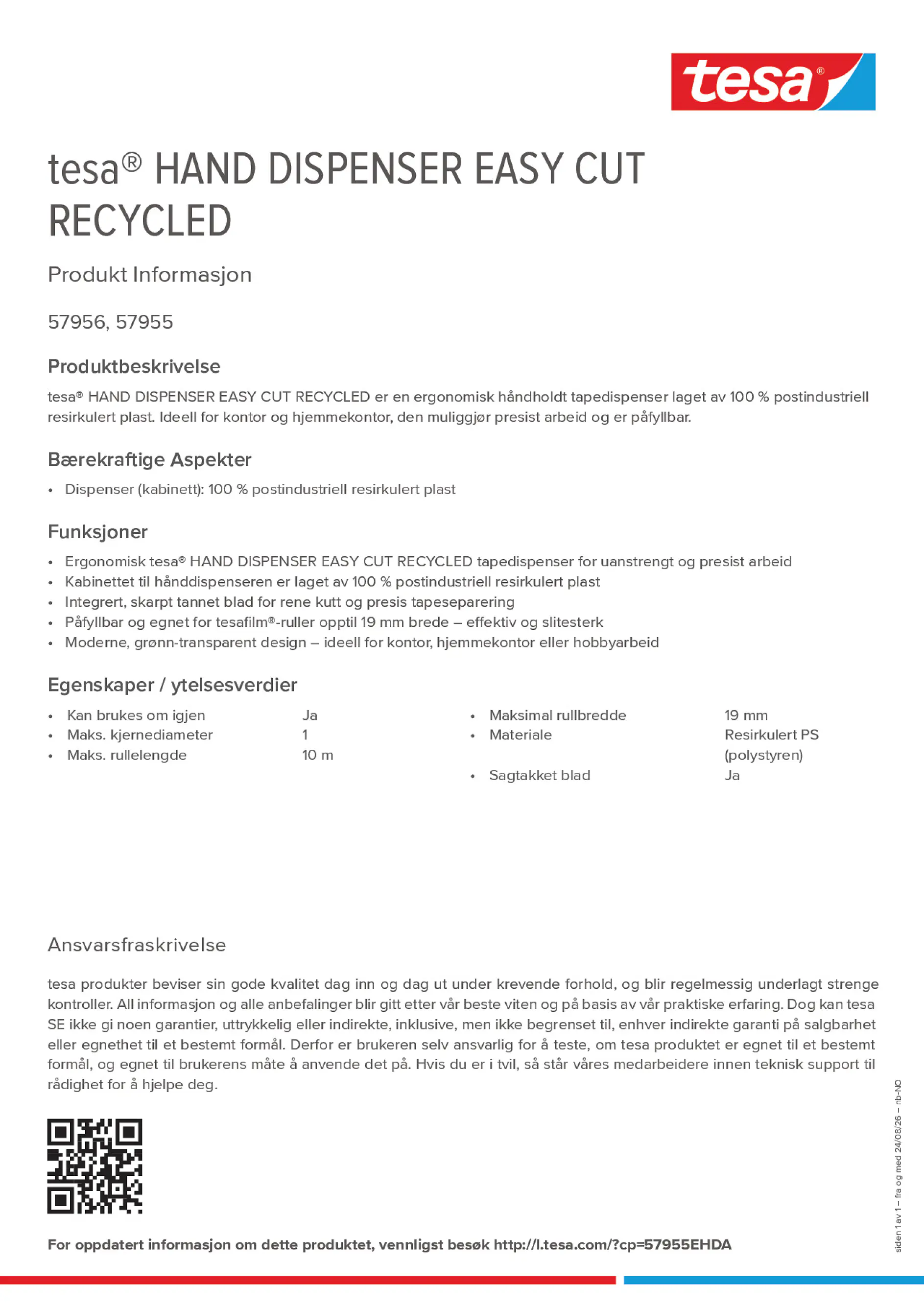 Product information_tesa® 57955EHDA_nb-NO