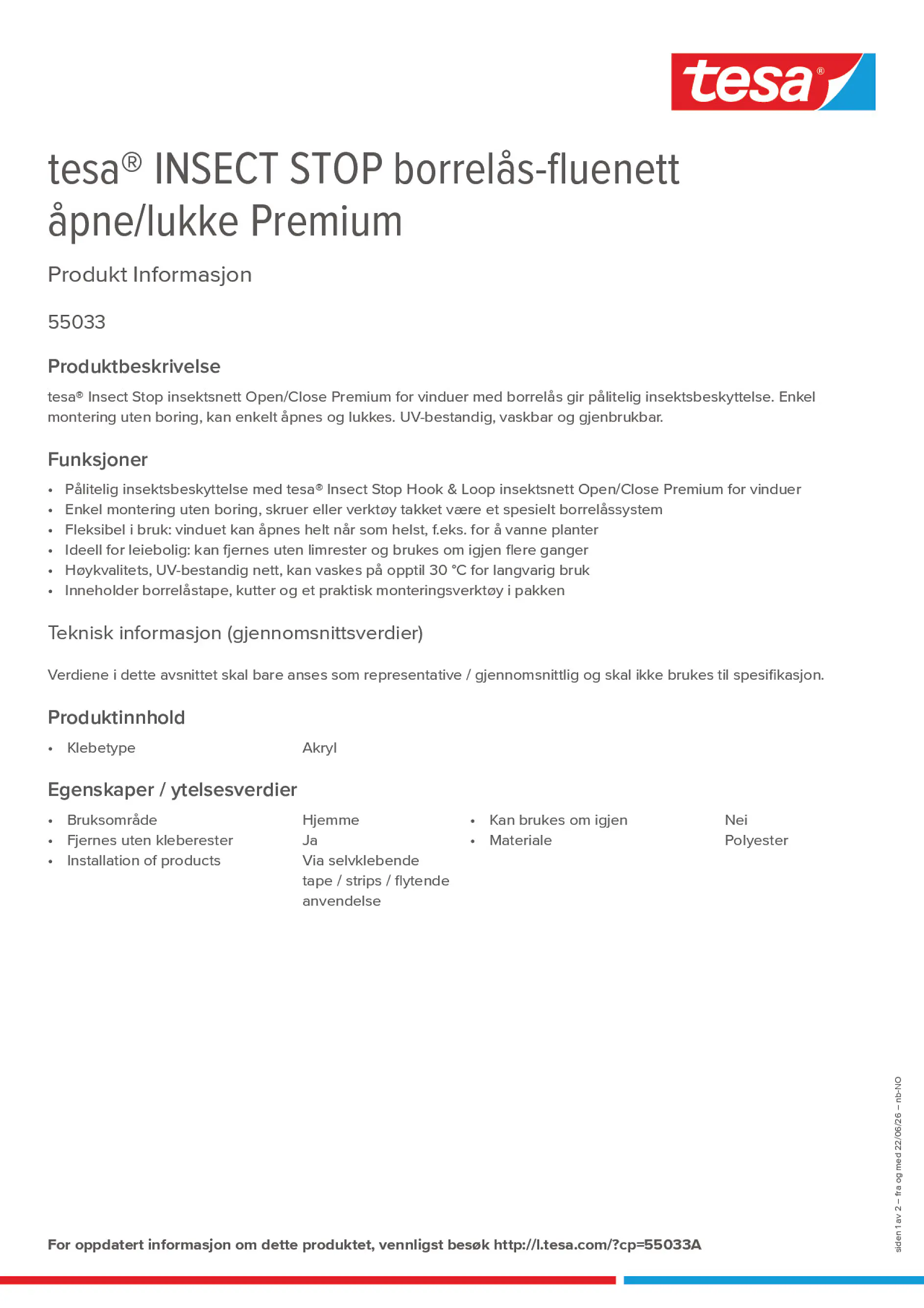 Product information_tesa® 55033A_nb-NO