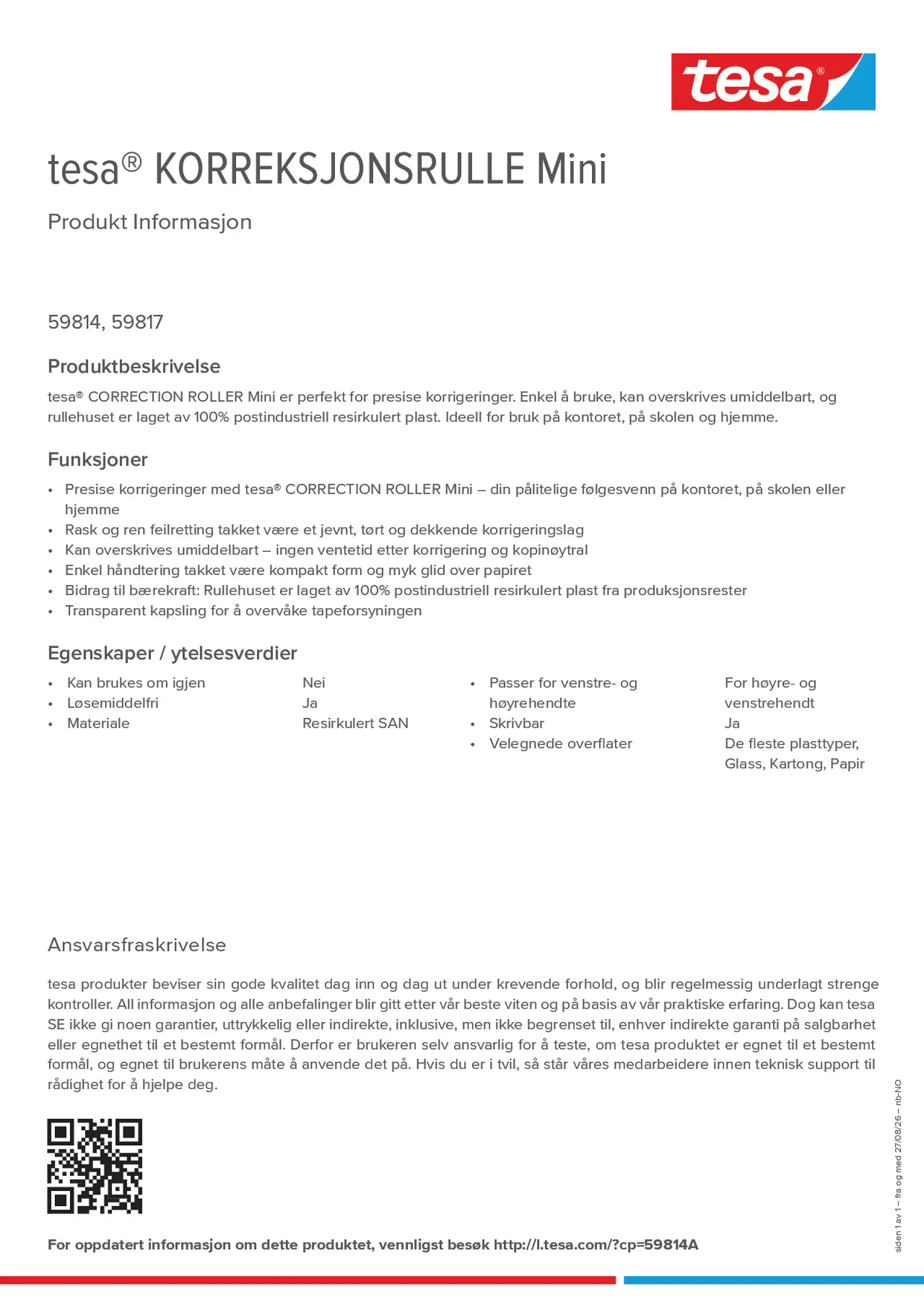Product information_tesa® 59814A_nb-NO