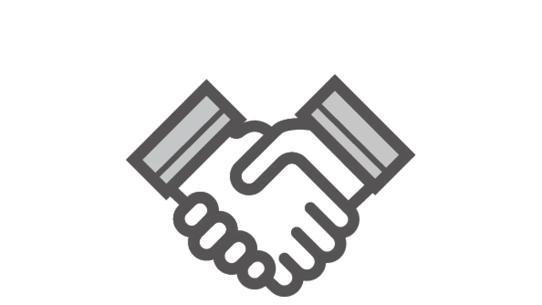 Ikon av to hender som håndhilser, som symboliserer enighet eller partnerskap. Illustrasjonen er i gråtoner med enkle, kraftige linjer. (This text has been generated by AI)