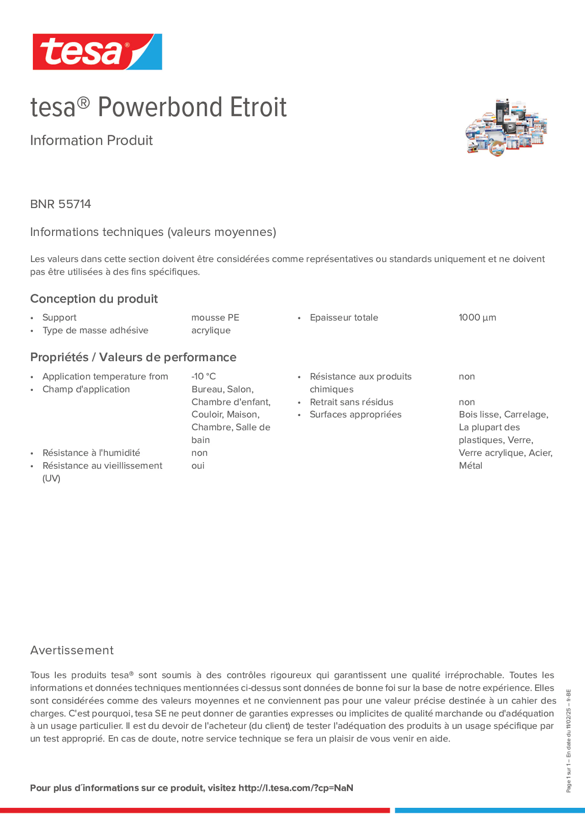 Product information_tesa® Powerbond 55714_fr-BE_nl-BE