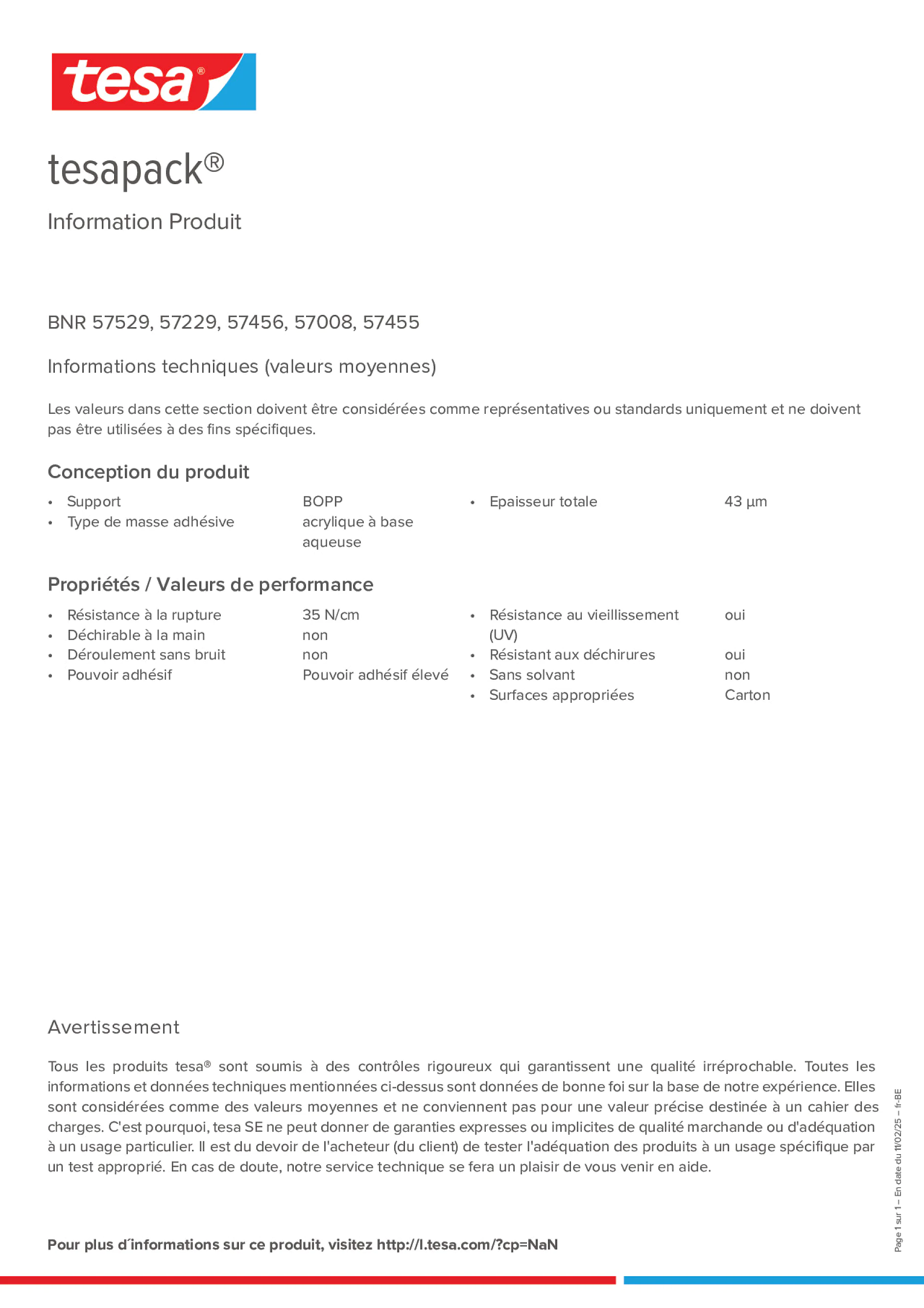 Product information_tesapack® 57456_fr-BE_nl-BE