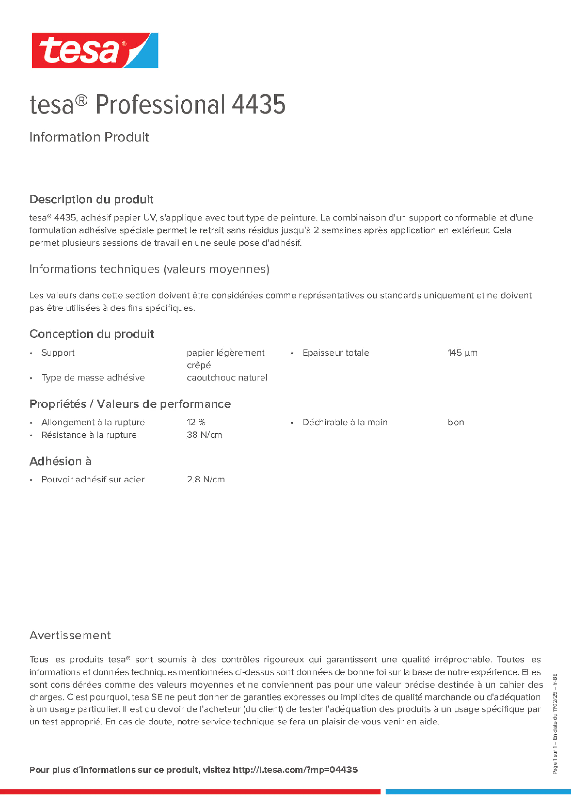 Product information_tesa® Professional 04435_fr-BE_nl-BE