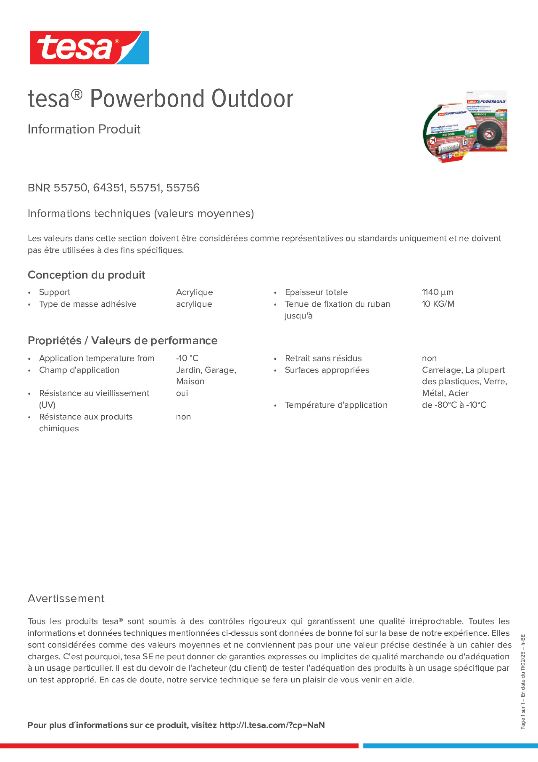 Product information_tesa® Powerbond 55751_fr-BE_nl-BE